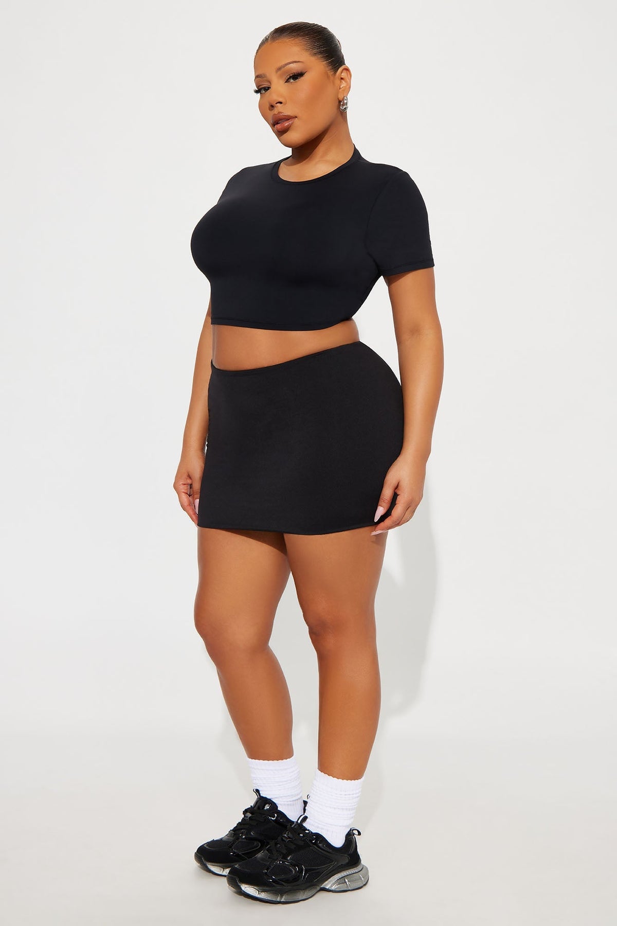 Second Skin Double Lined Super Cropped Tee - Black