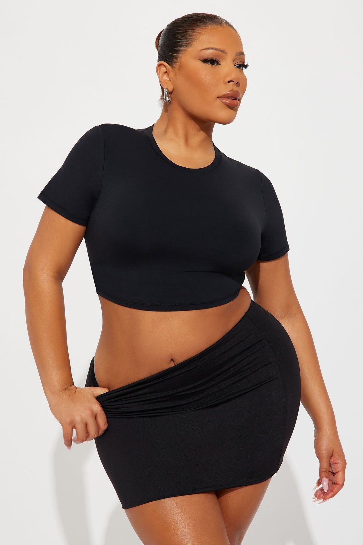Second Skin Double Lined Super Cropped Tee - Black