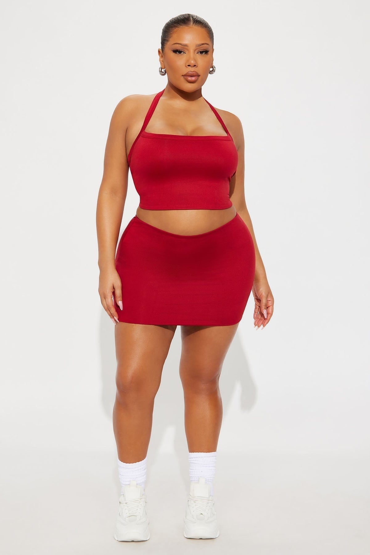 Contour Double Lined Mini Skirt - Red
