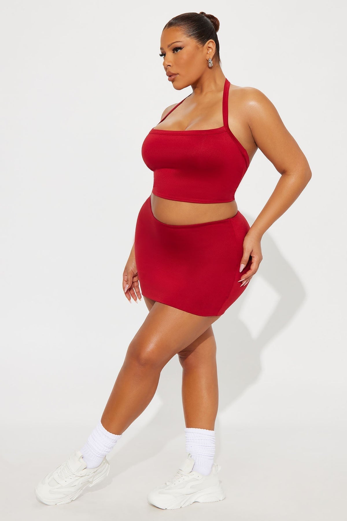 Contour Double Lined Mini Skirt - Red