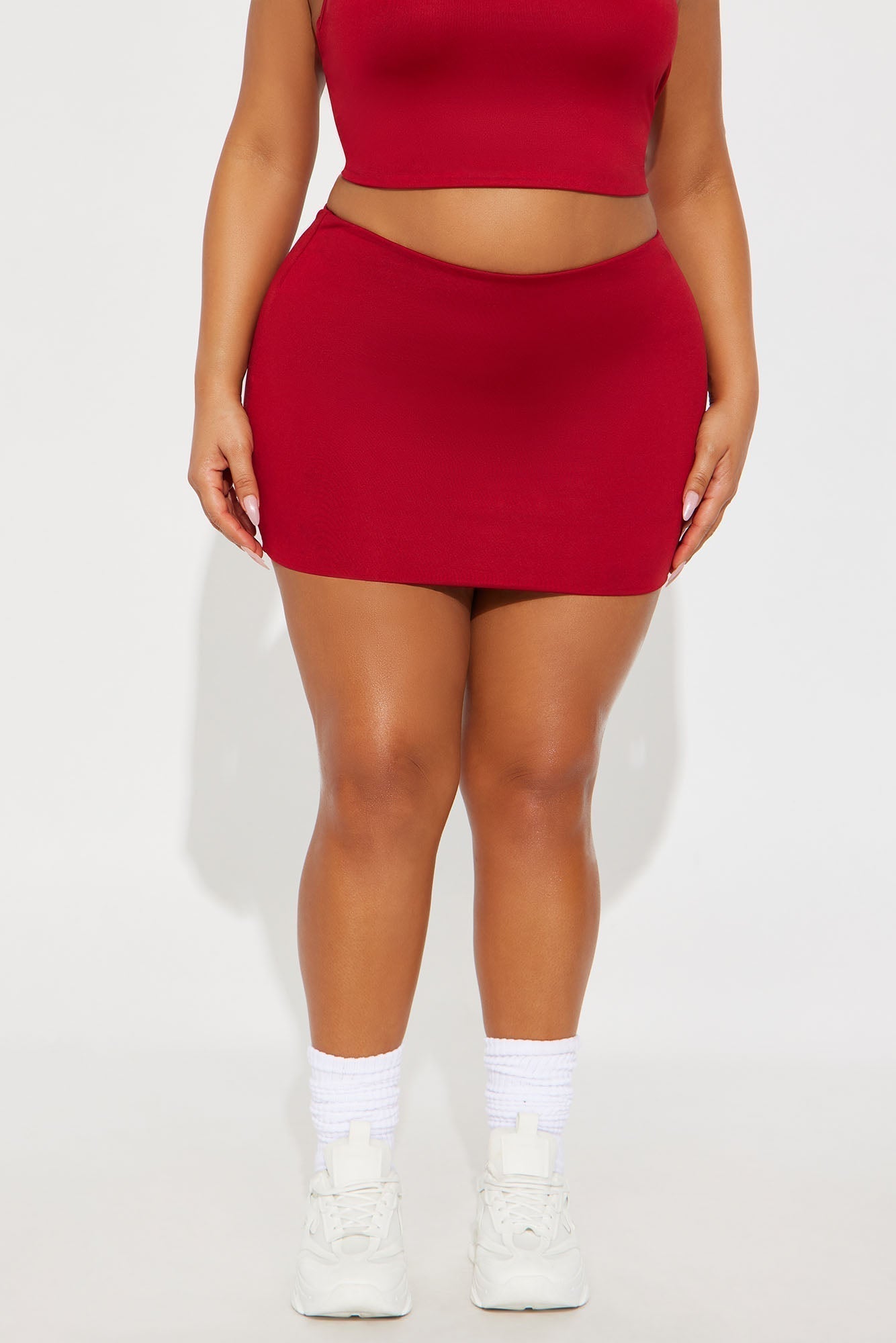 Contour Double Lined Mini Skirt - Red