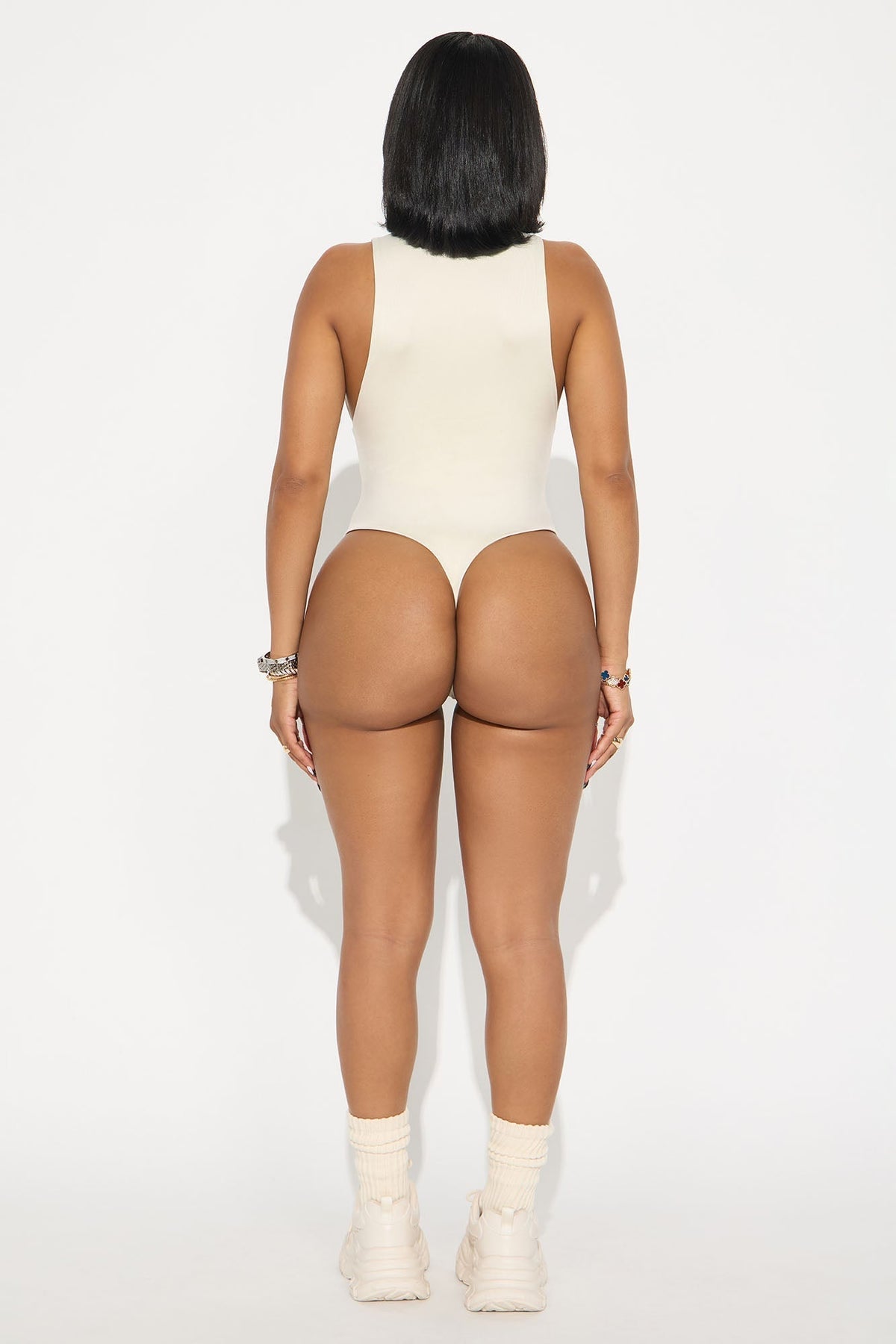 Contour Double Lined Scoop Neck Bodysuit - Bone
