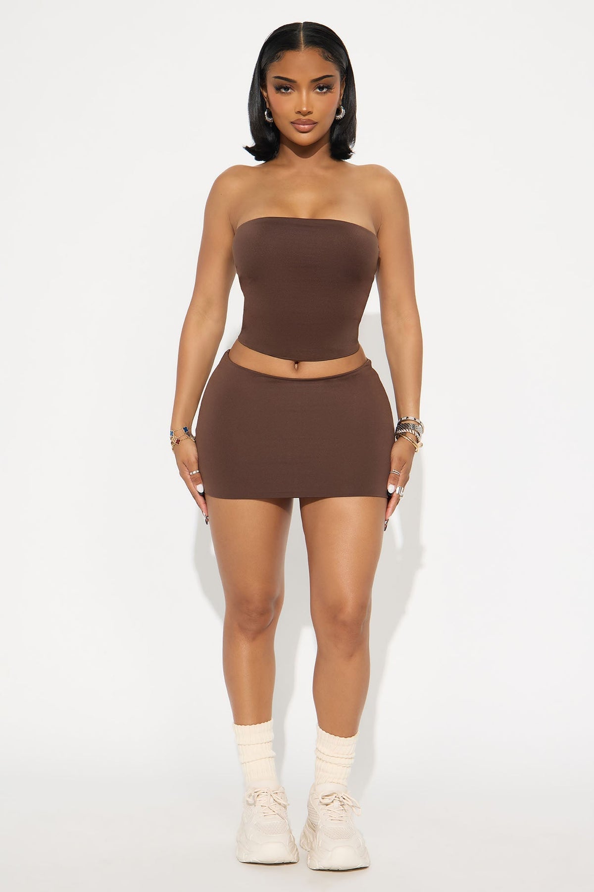 Contour Double Lined Tube Top - Chocolate