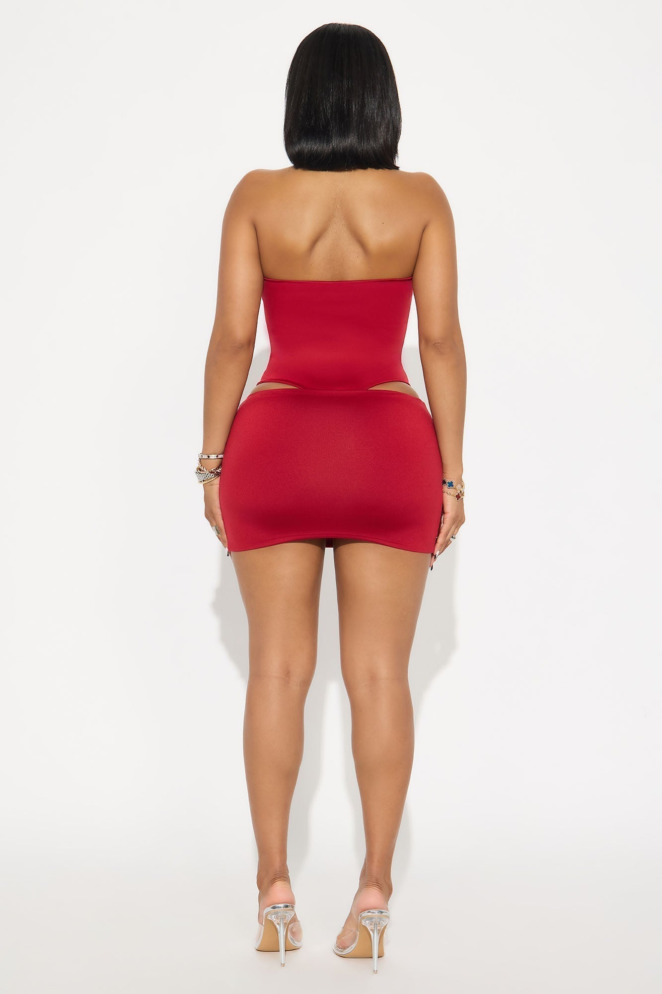 Contour Double Lined Mini Skirt - Red