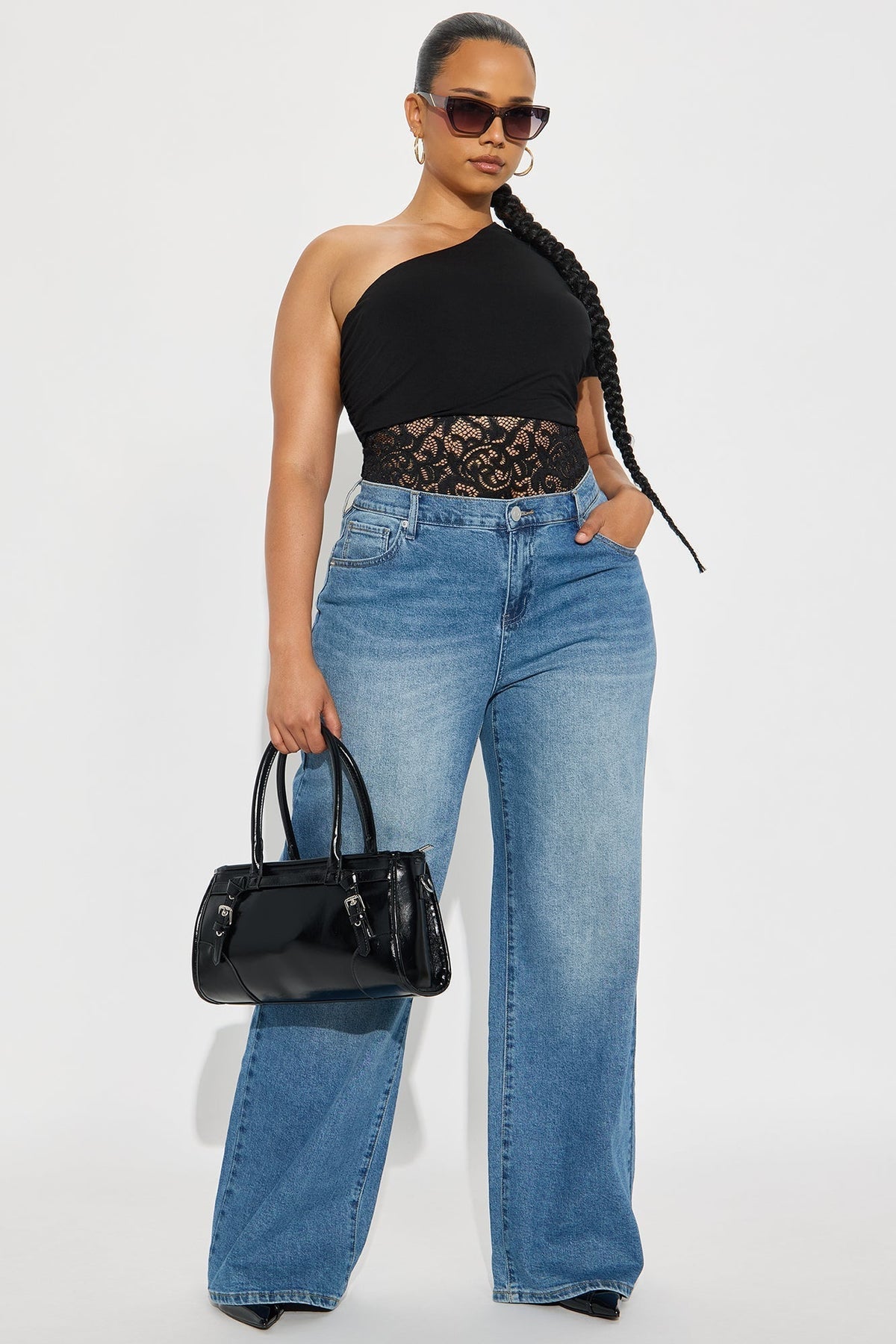 Eisley One Shoulder Short Sleeve Bodysuit - Black