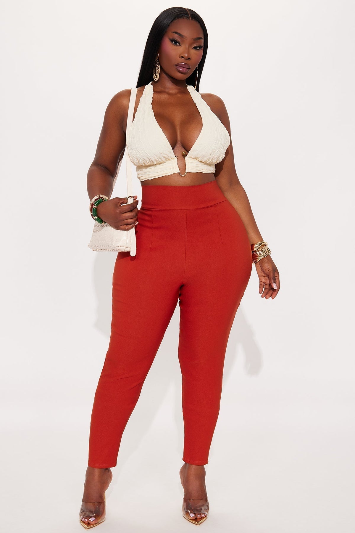 Venetian High Rise Pants - Rust