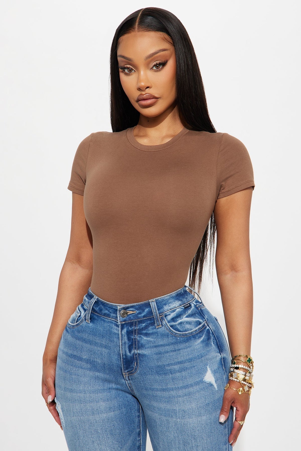 Cambria Short Sleeve Bodysuit - Chestnut