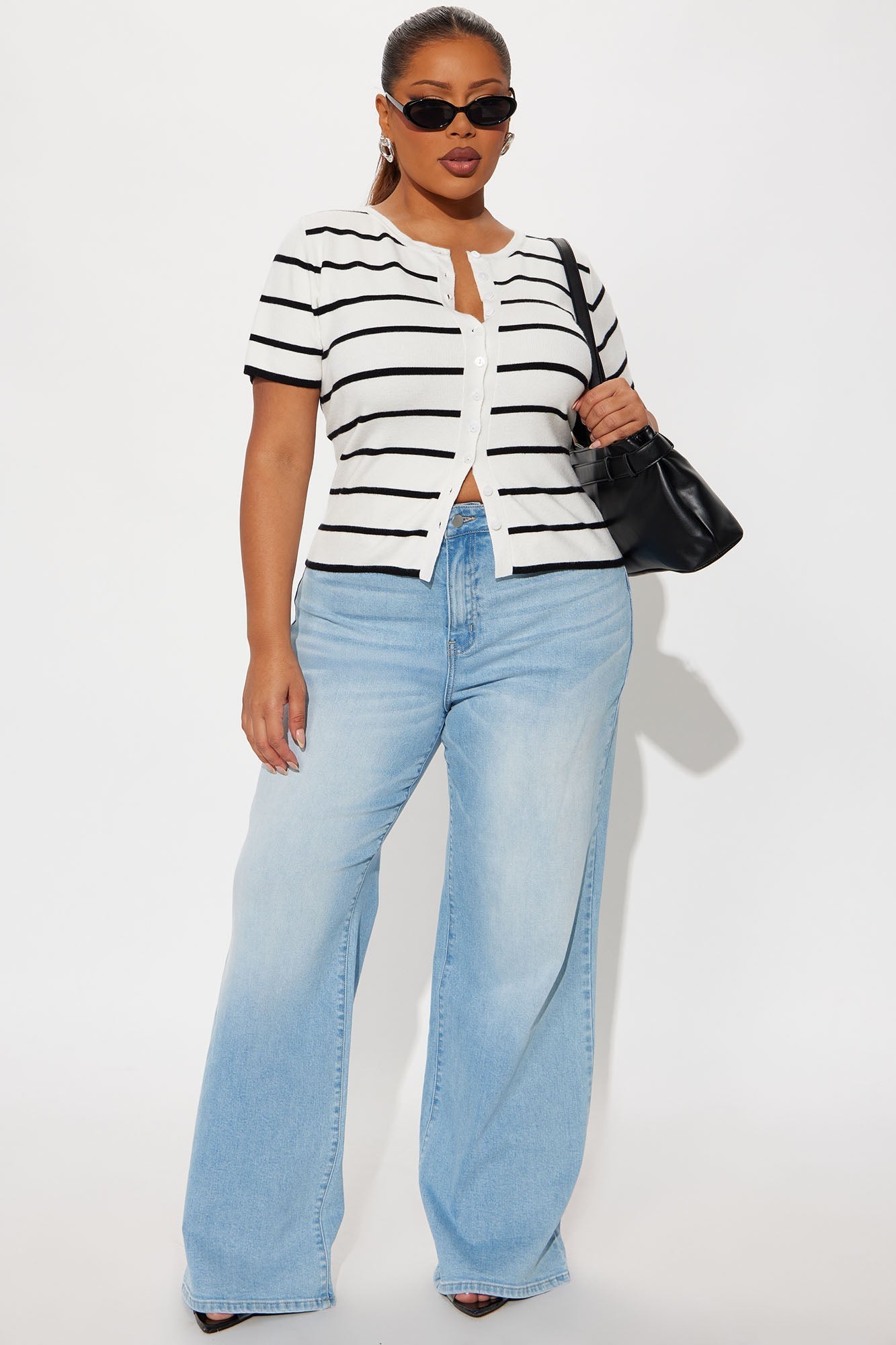 Tell Me More Striped Cardigan - White/Black