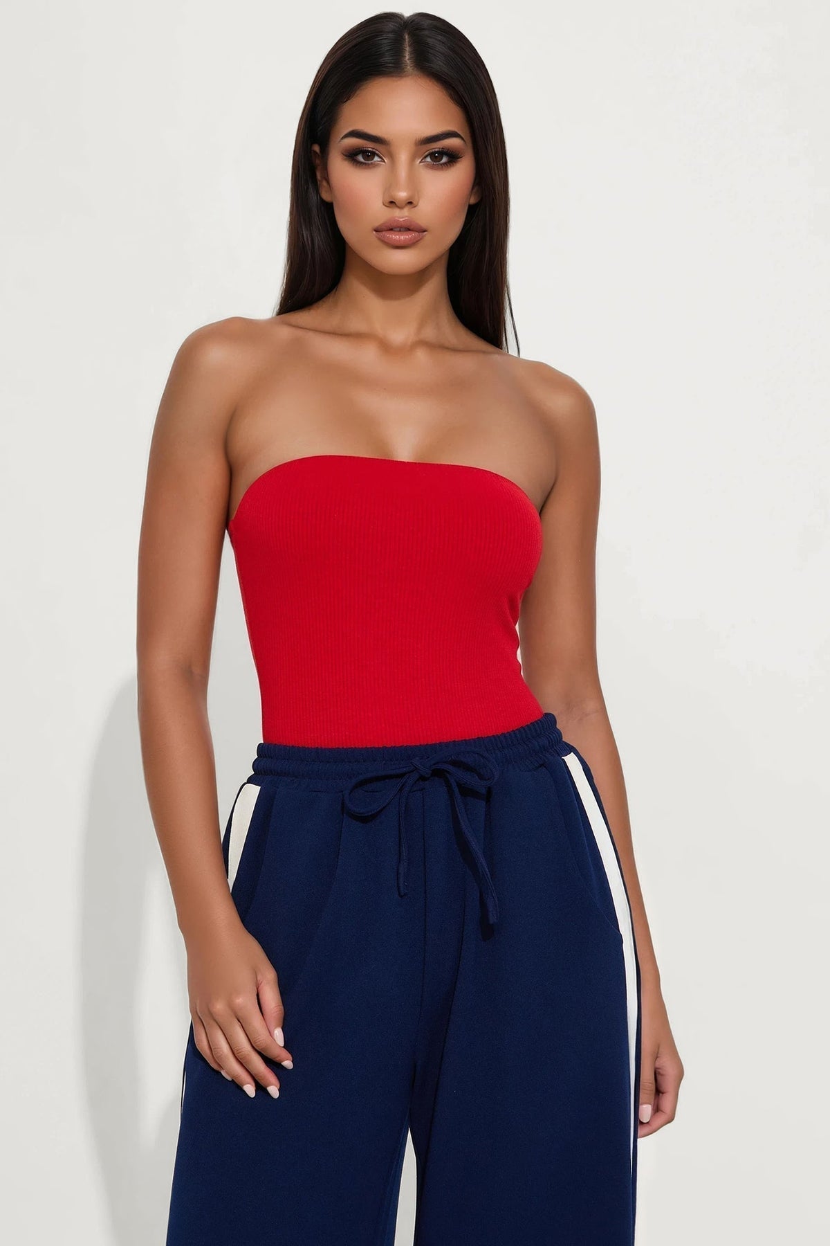 Demi Double Lined Tube Bodysuit - DarkRed
