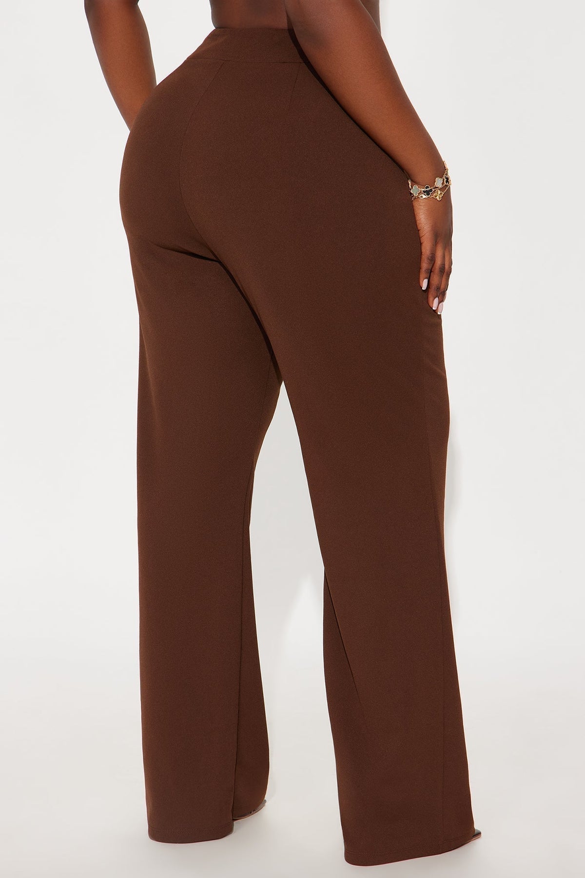 Office Tea Straight Leg Trouser Pant - Chocolate