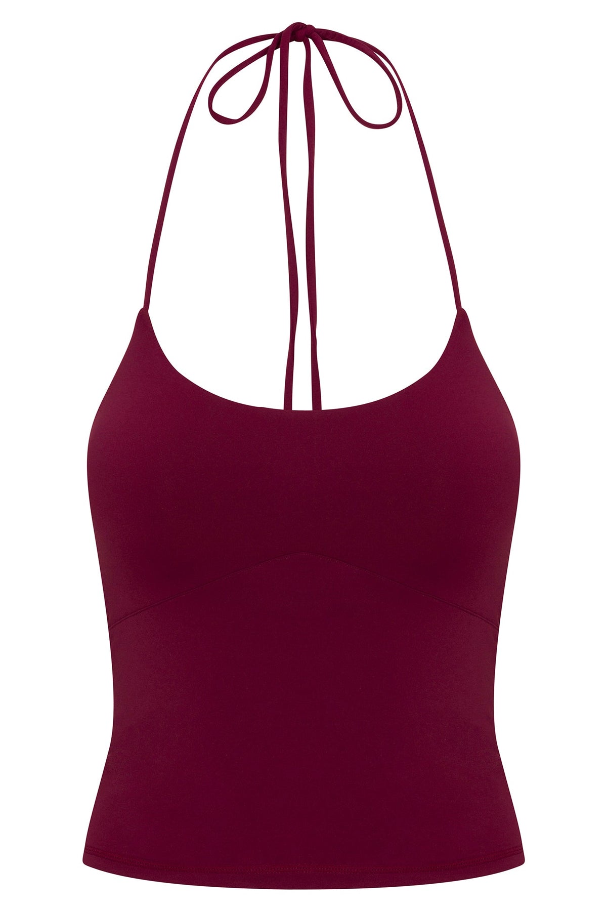 Second Skin Double Lined Cut Out Halter Top - Wine
