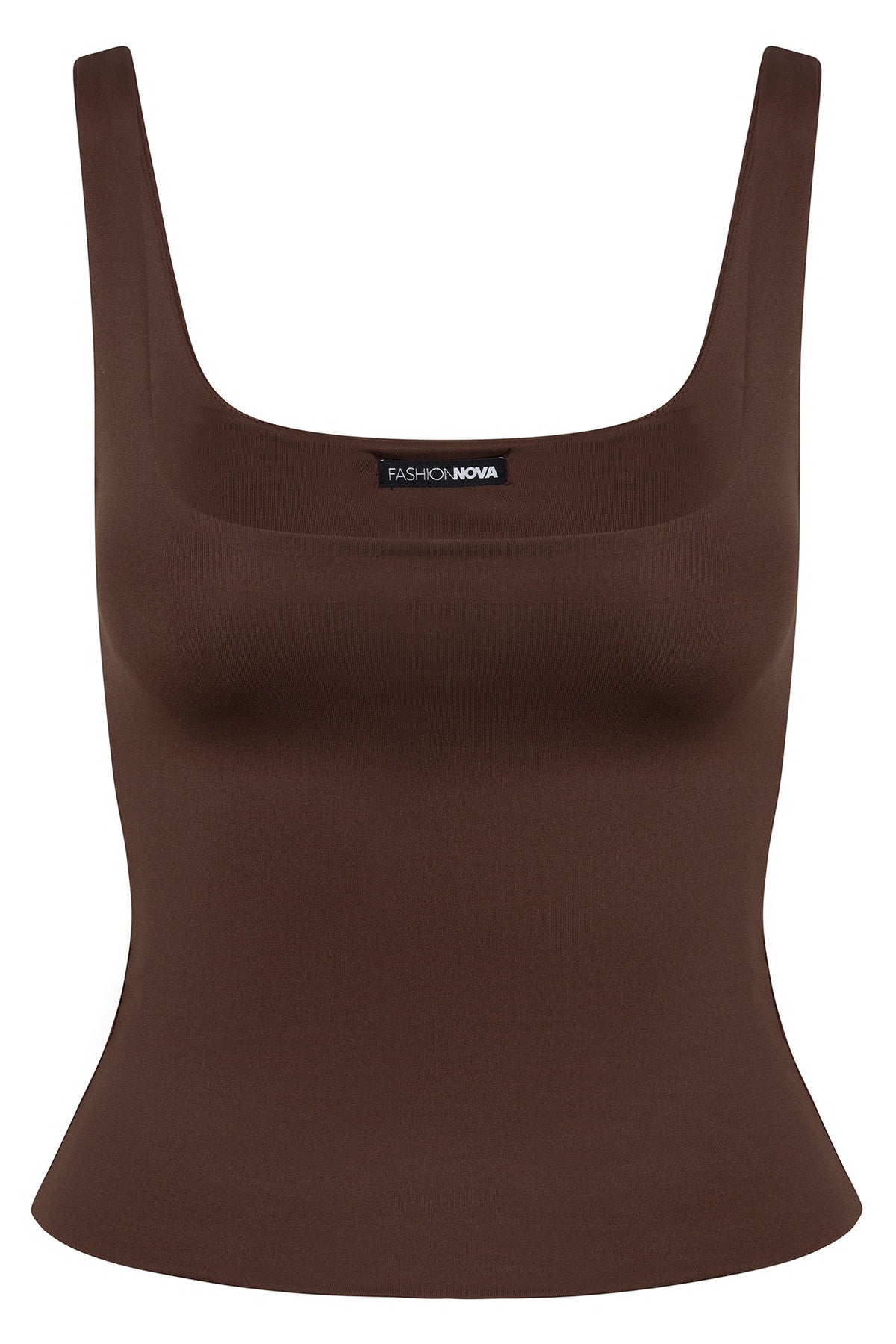Contour Double Lined Square Neck Tank Top - Chocolate