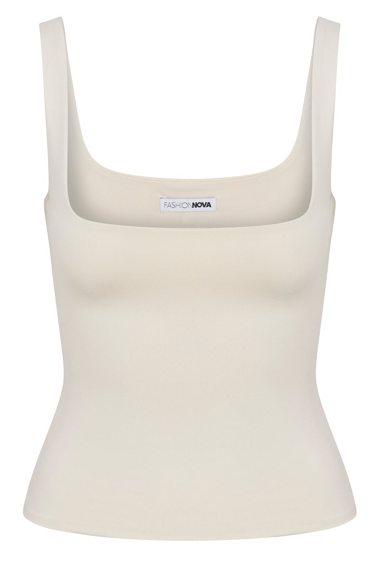 Contour Double Lined Square Neck Tank Top - Bone