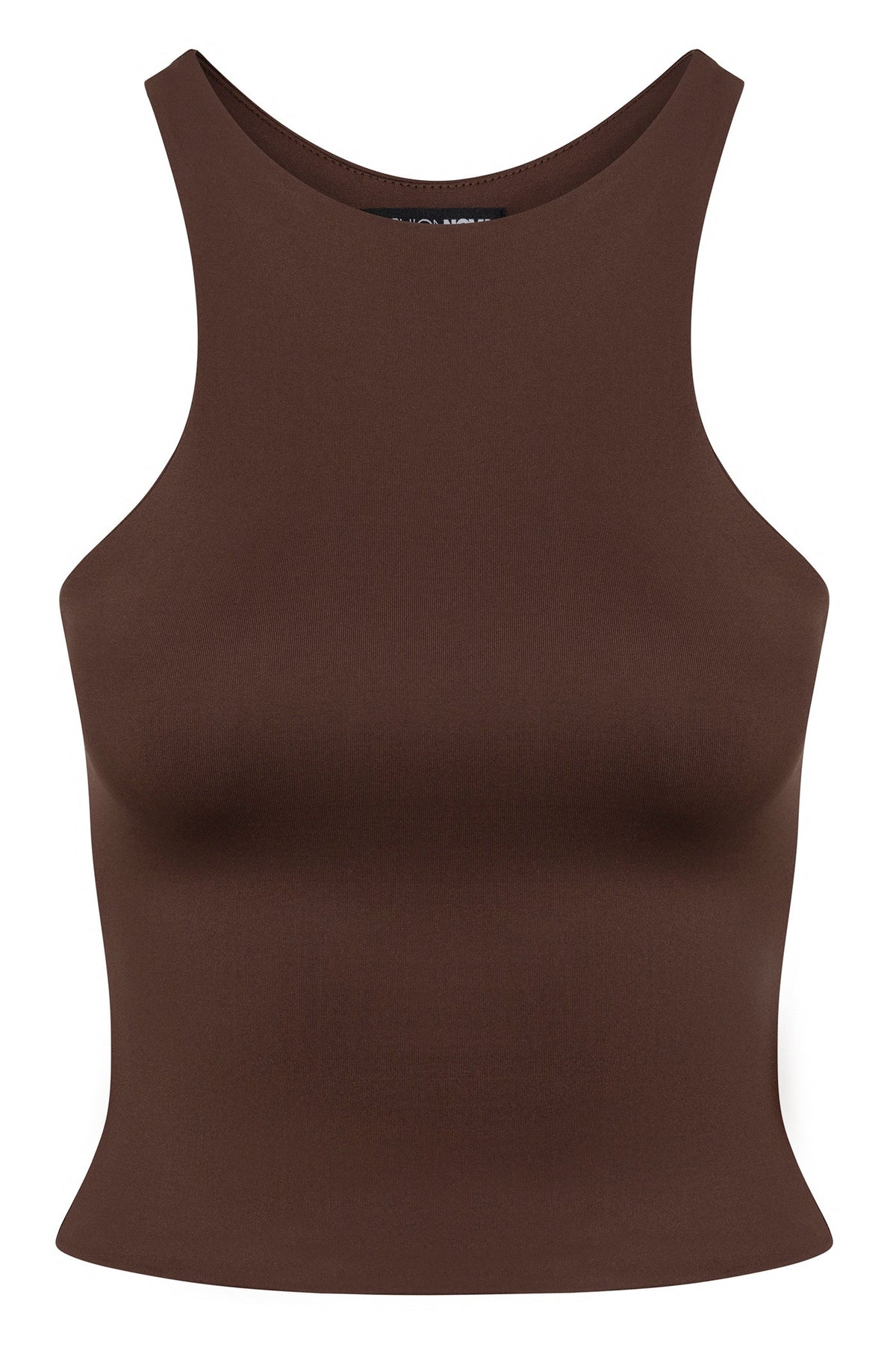 Contour Double Lined High Neck Tank Top - Chocolate