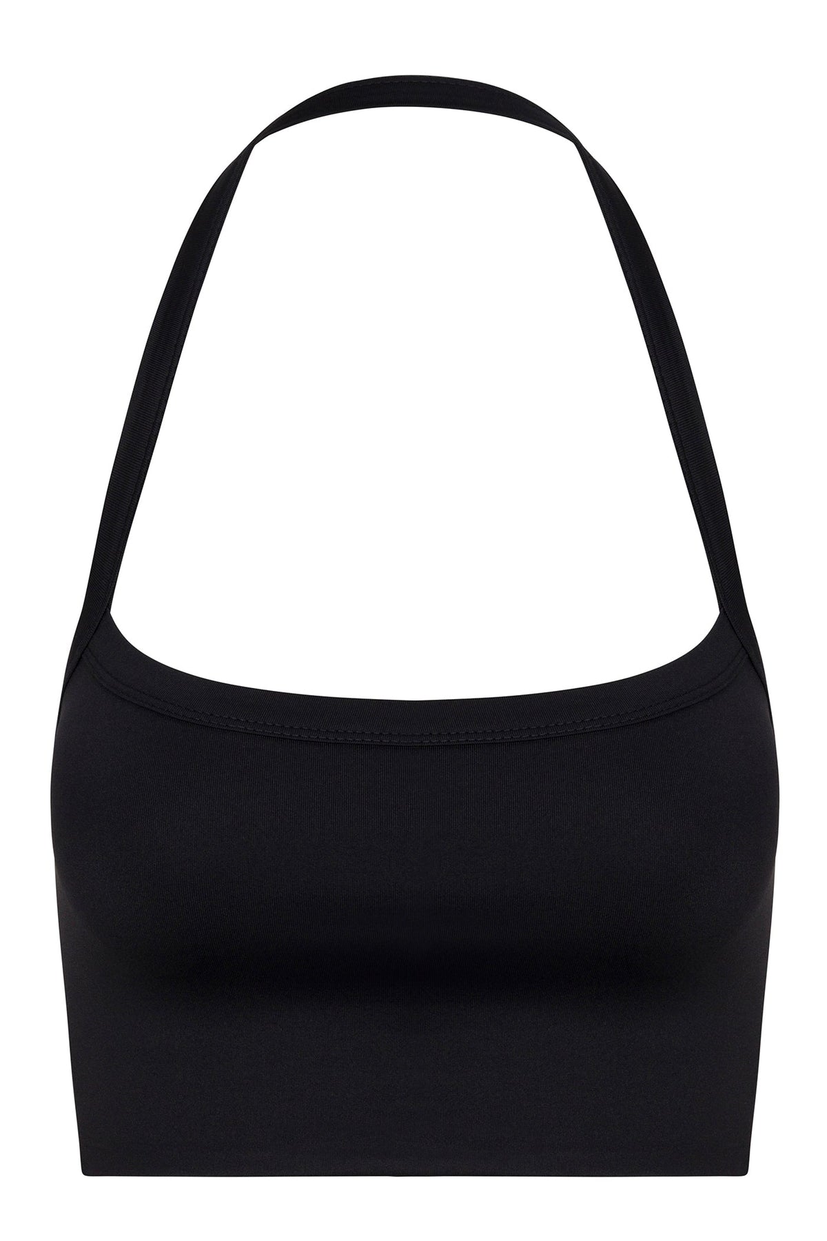 Contour Double Lined Cropped Halter Top - Black