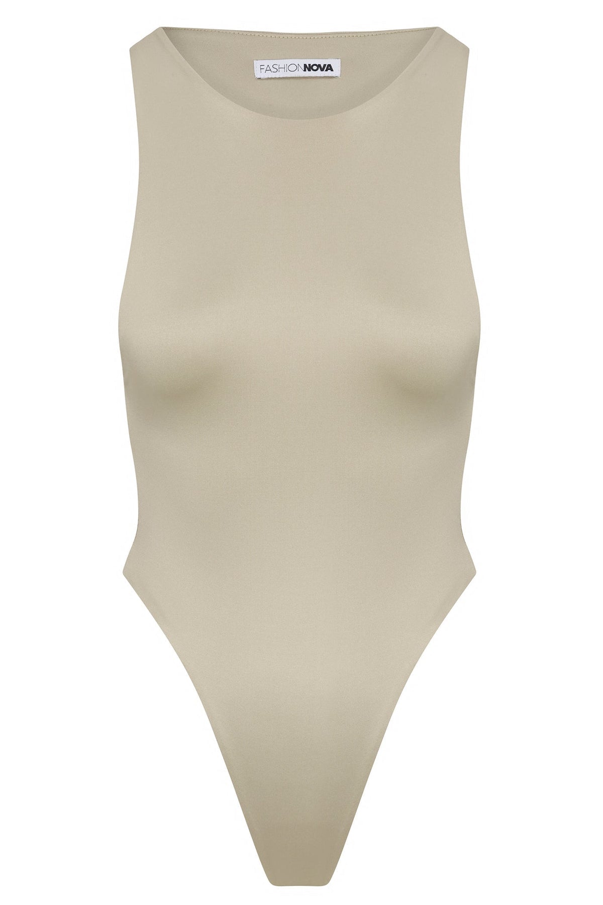 Contour Double Lined Scoop Neck Bodysuit - Stone