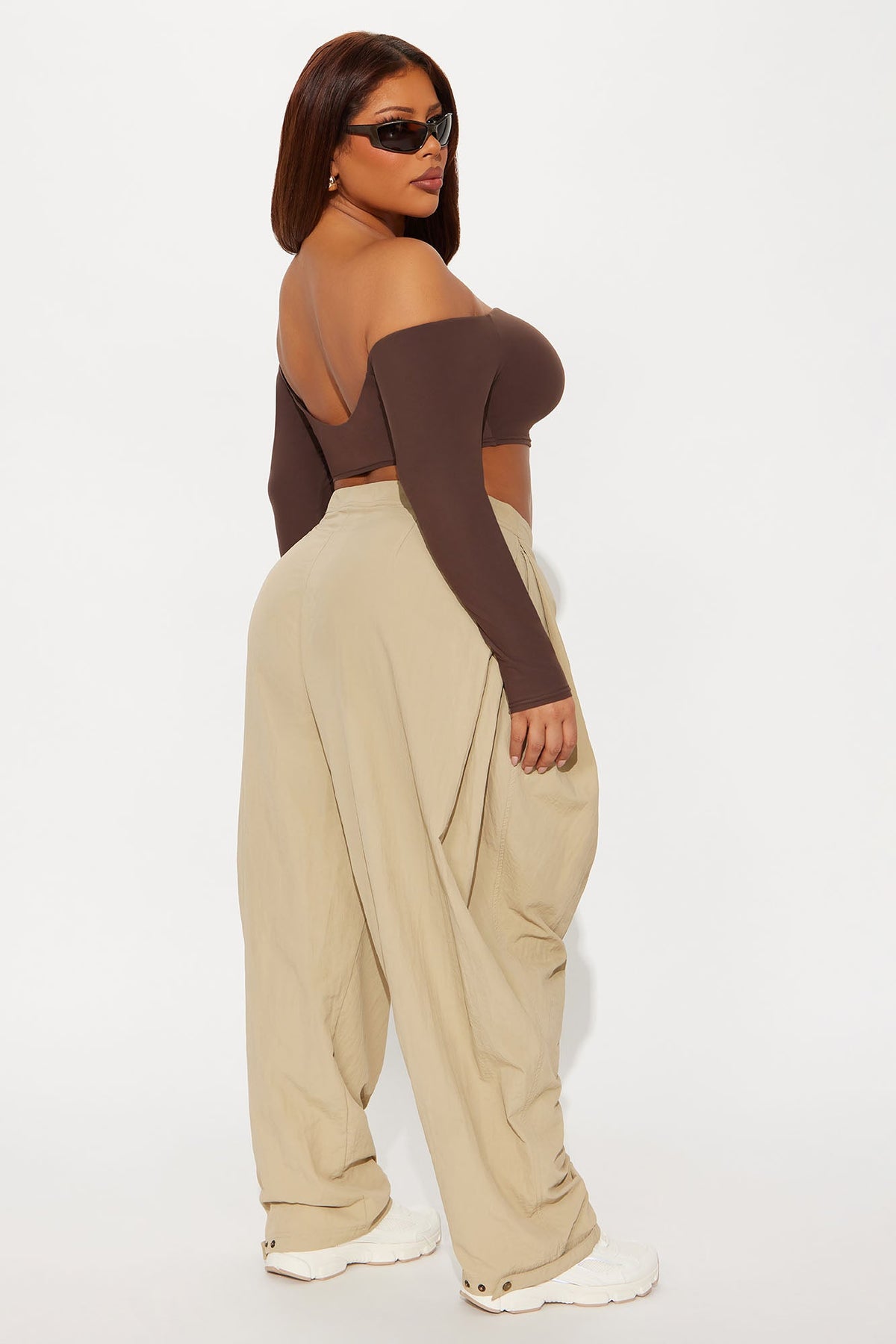 Second Skin Off Shoulder Cropped Top - Chocolate