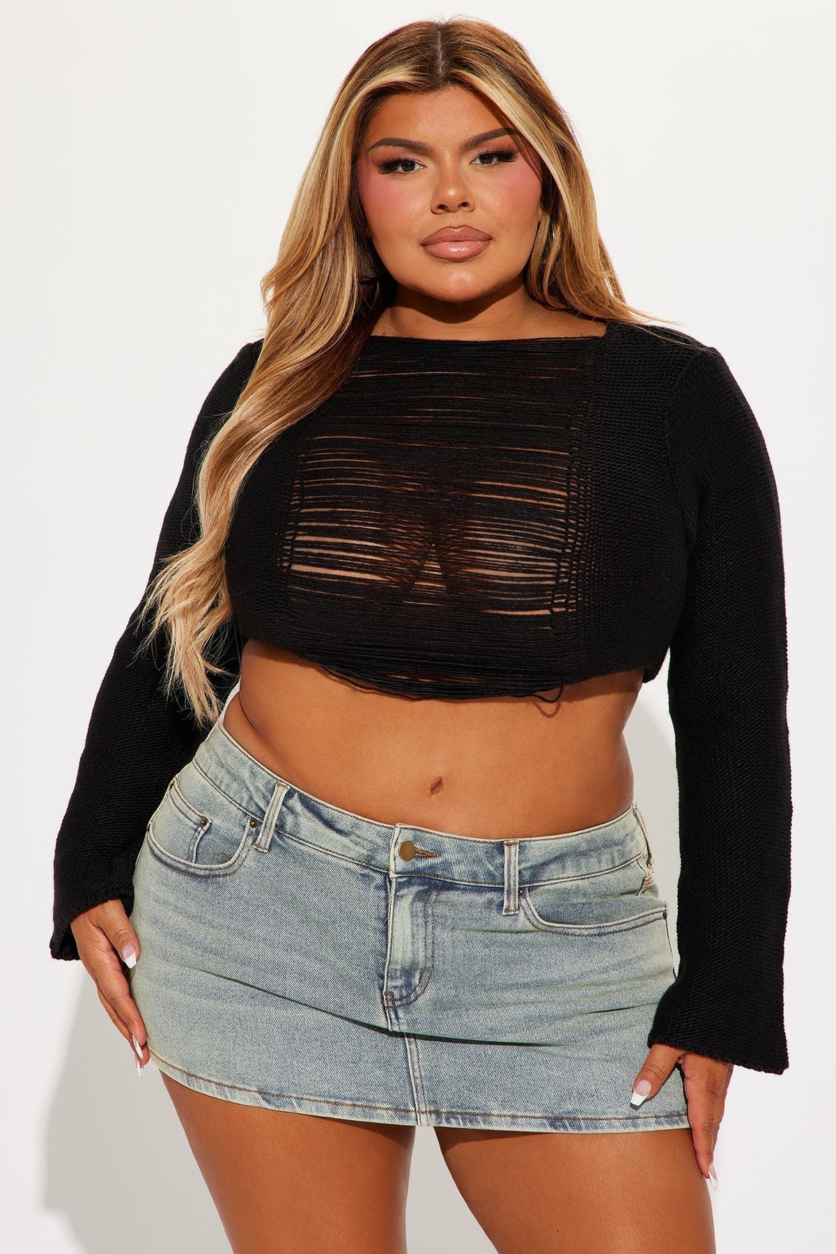 Play It Cool Distressed Sweater - Black