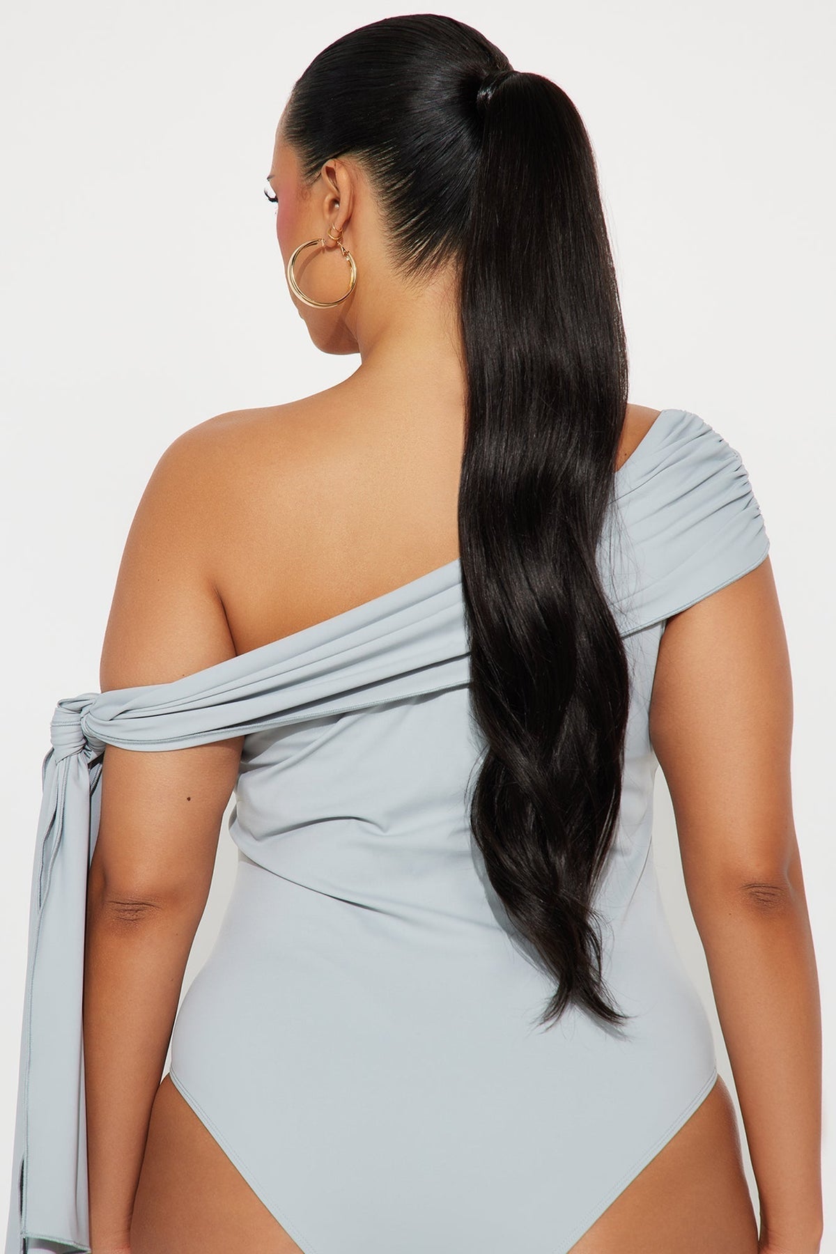 Refined Class Ruched Off Shoulder Bodysuit - Silver