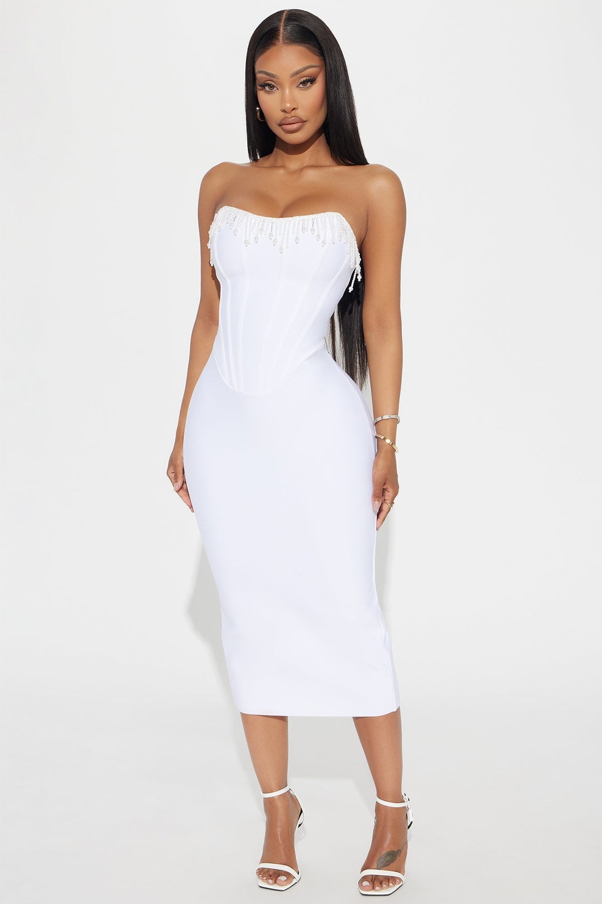 Win Me Over Bandage Midi Dress - White