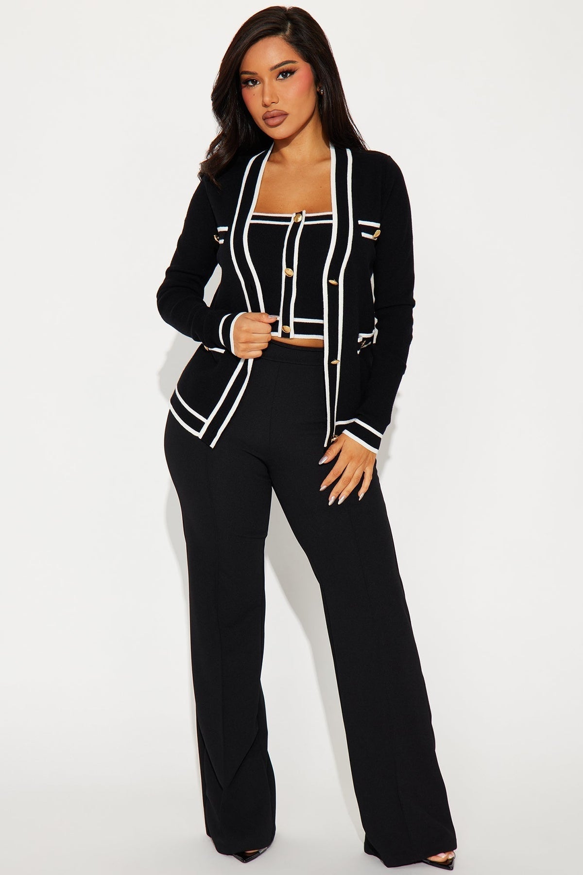 Lunch In Paris 2 Piece Sweater - Black/White