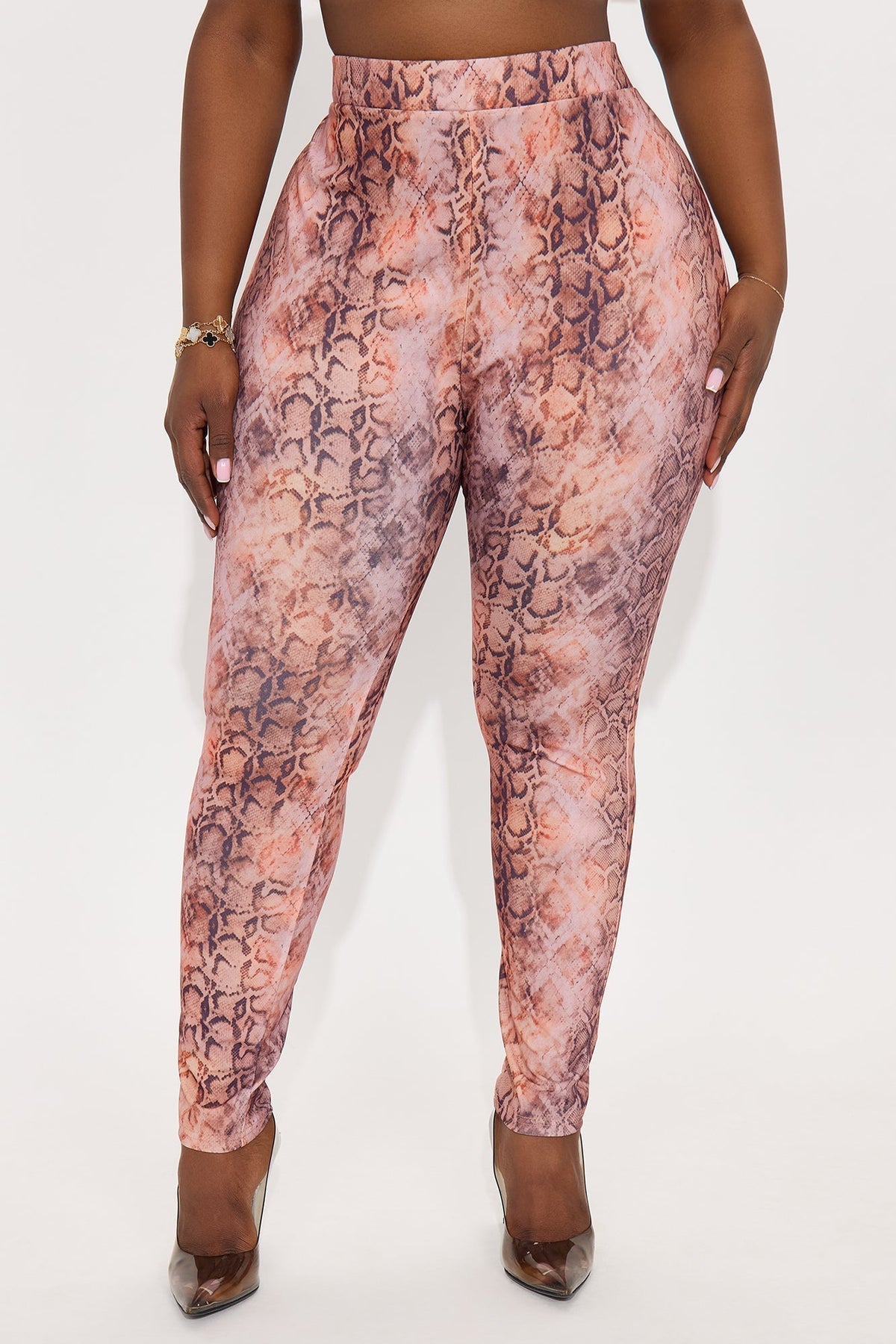 Wild One Snakeskin Skinny Pull On Pant - Rust