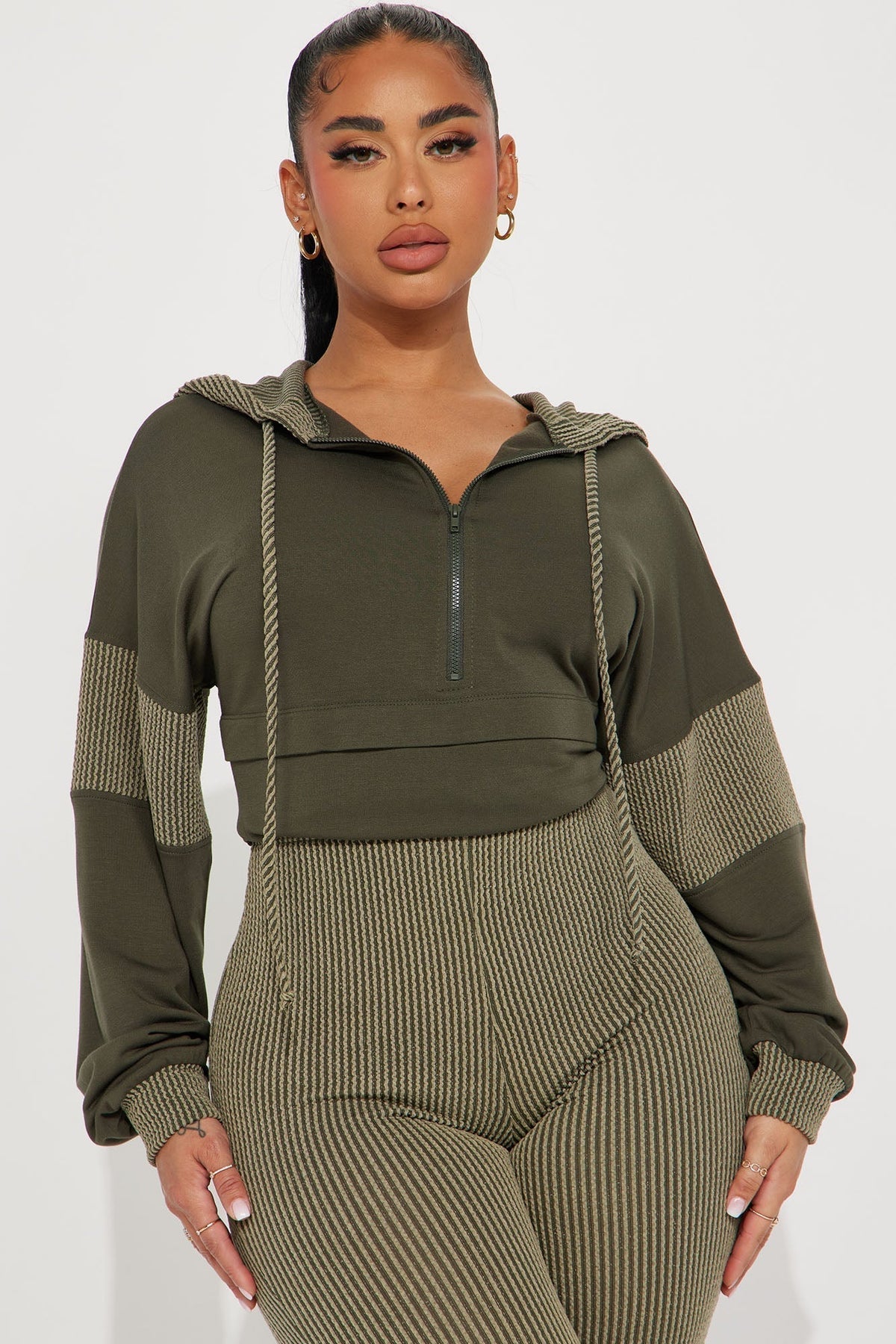 Off The Stage Hoodie Jumpsuit - Olive