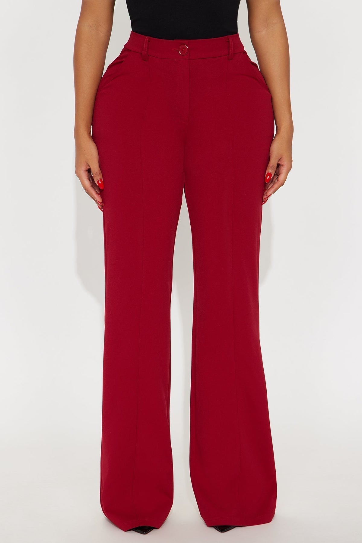 Heidi Wide Leg Trouser Pant - DarkRed