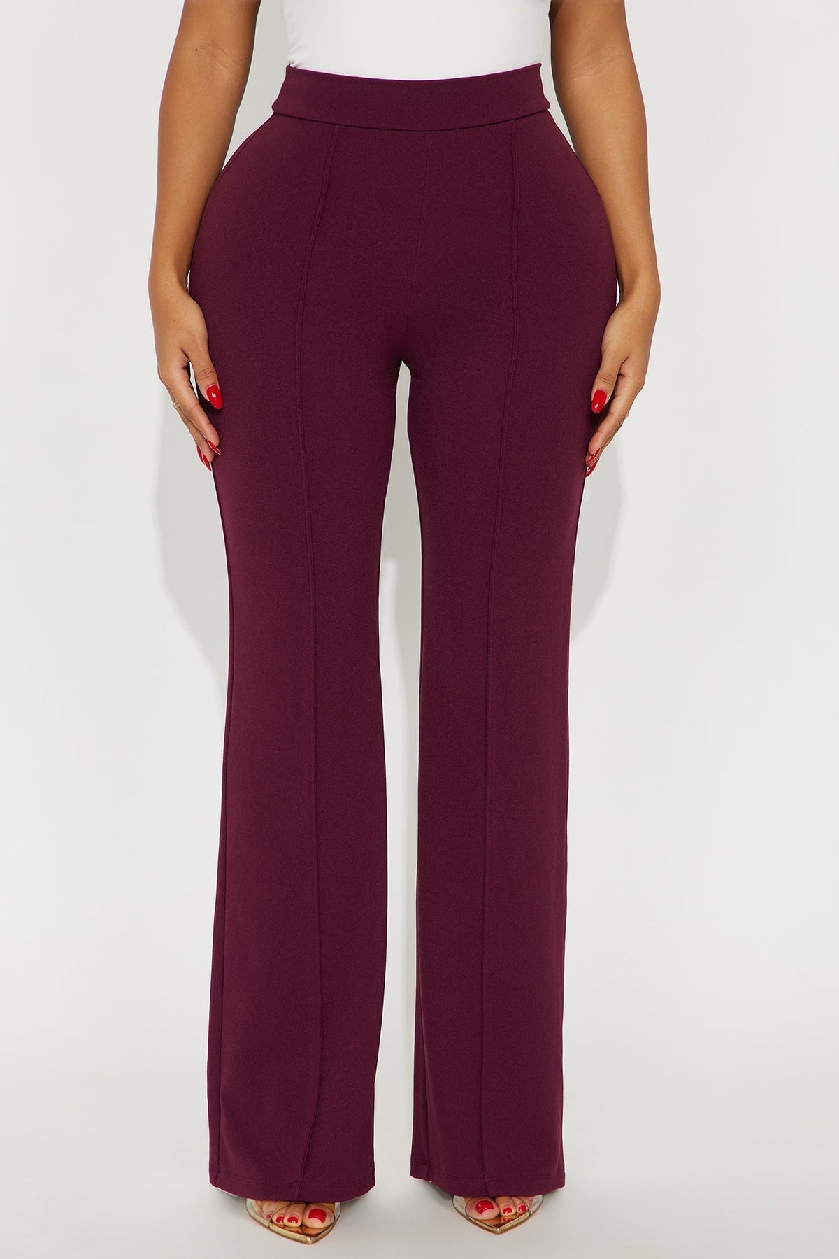 Victoria High Waisted Dress Pants - Burgundy