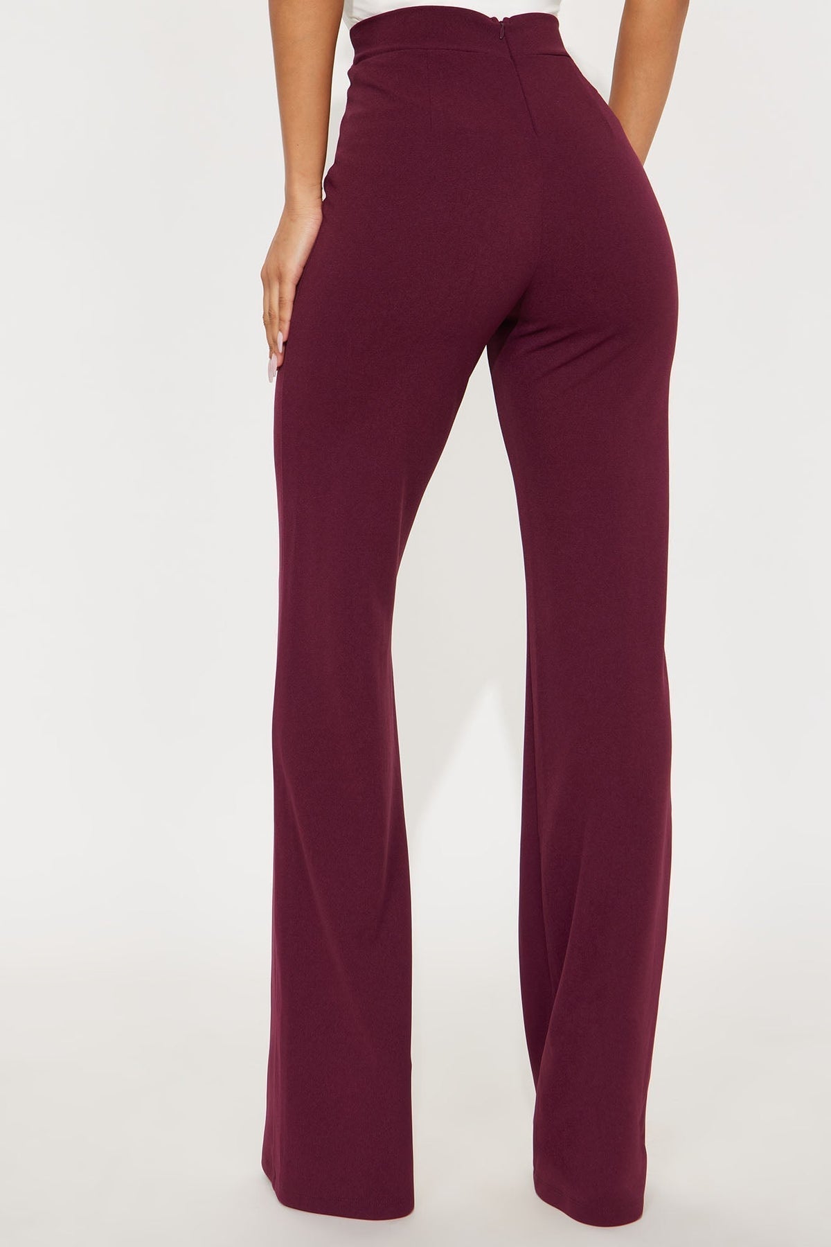 Tall Victoria High Waisted Dress Pants - Burgundy