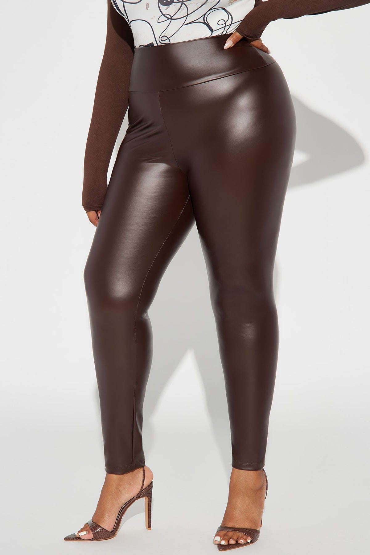 Always Around Faux Leather Legging - Chocolate