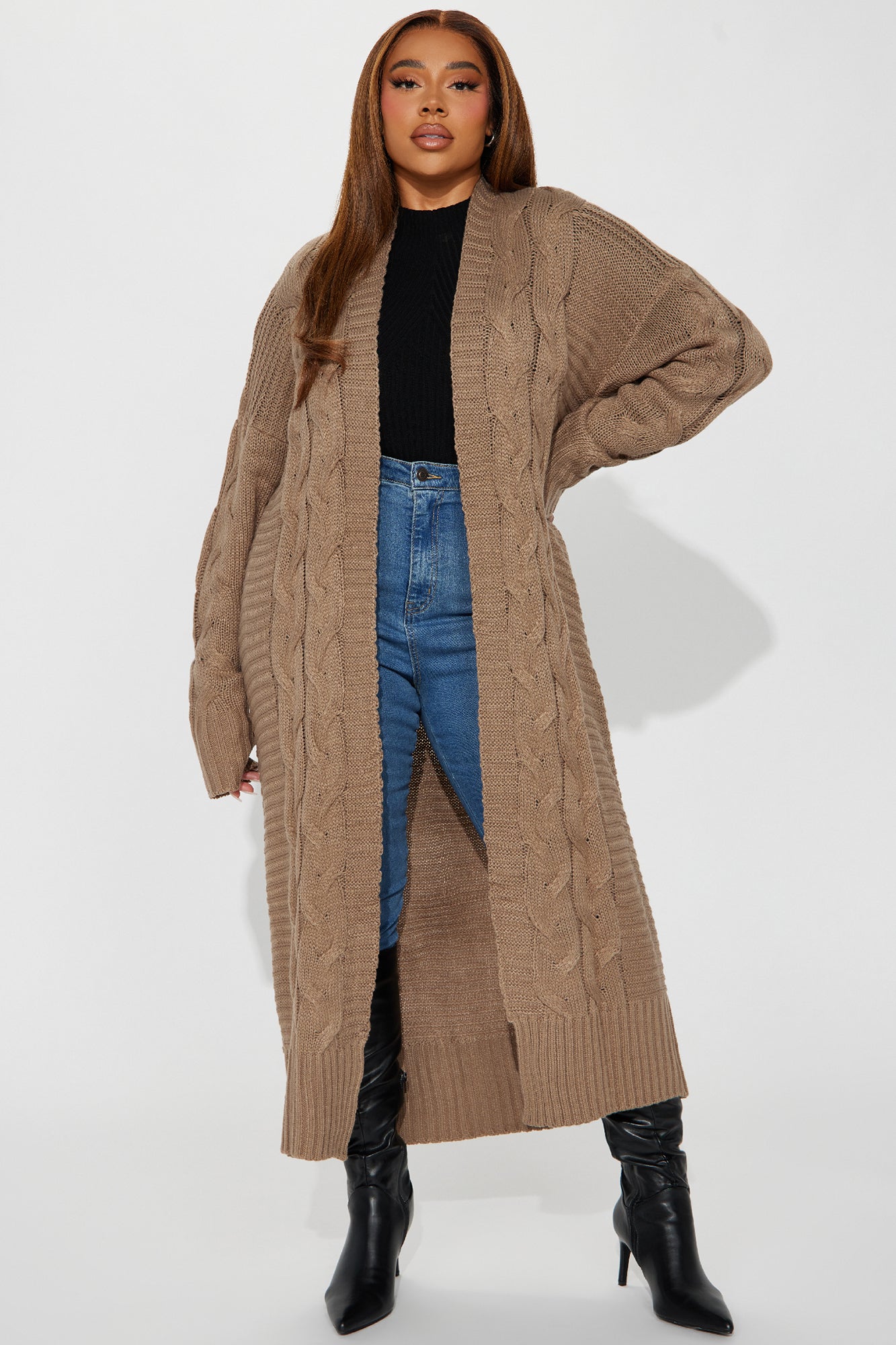Aneria Long Cardigan - Taupe