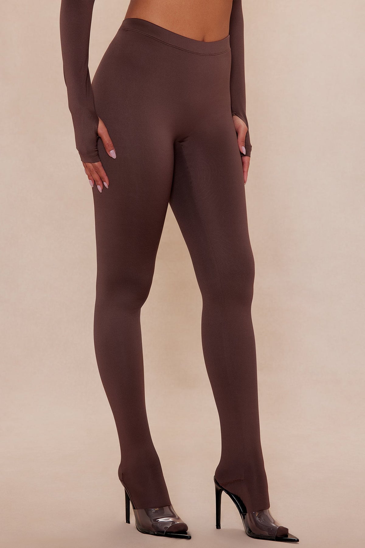Kyra Double Layered Leggings - Chocolate
