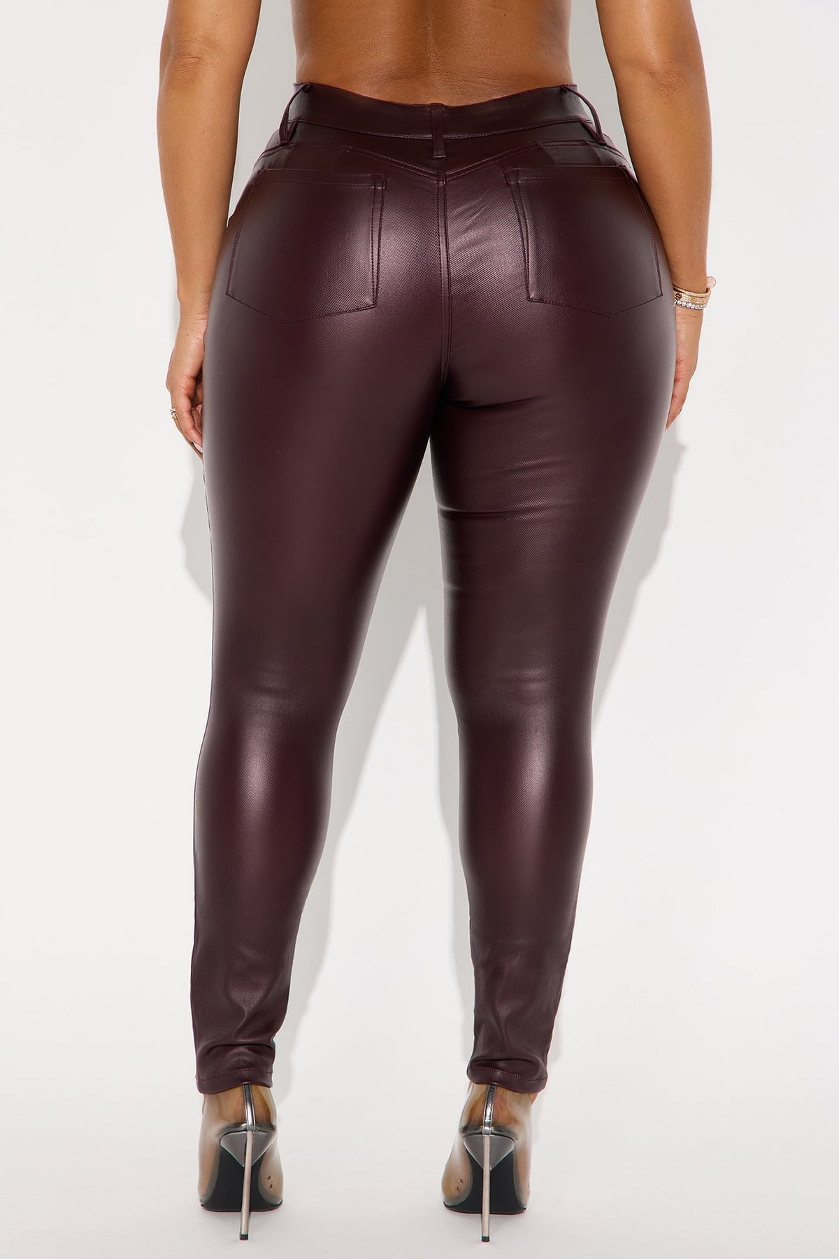 She Bad PU Leather Pant - Wine