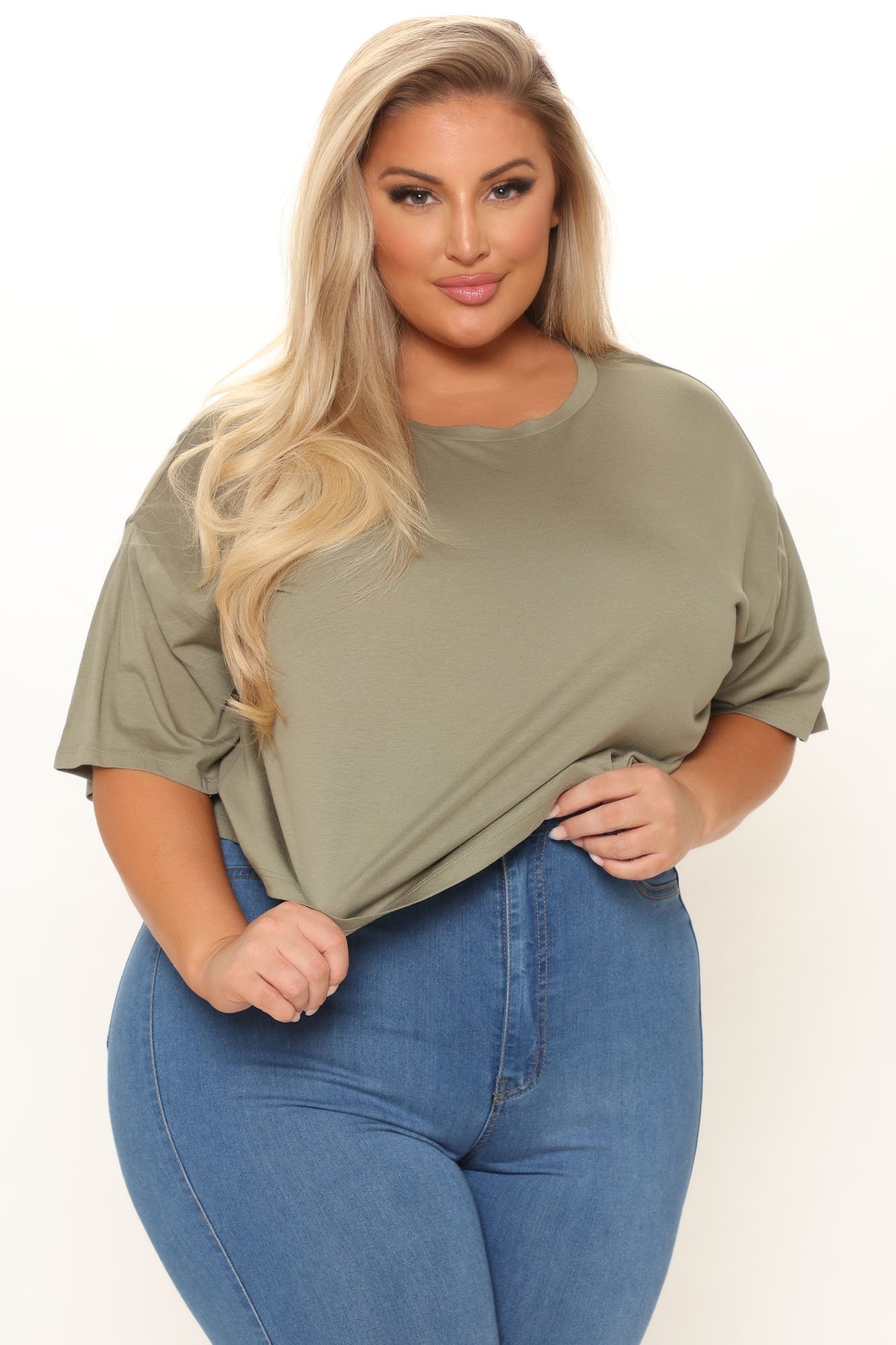 Leslie Cropped Tee - Olive