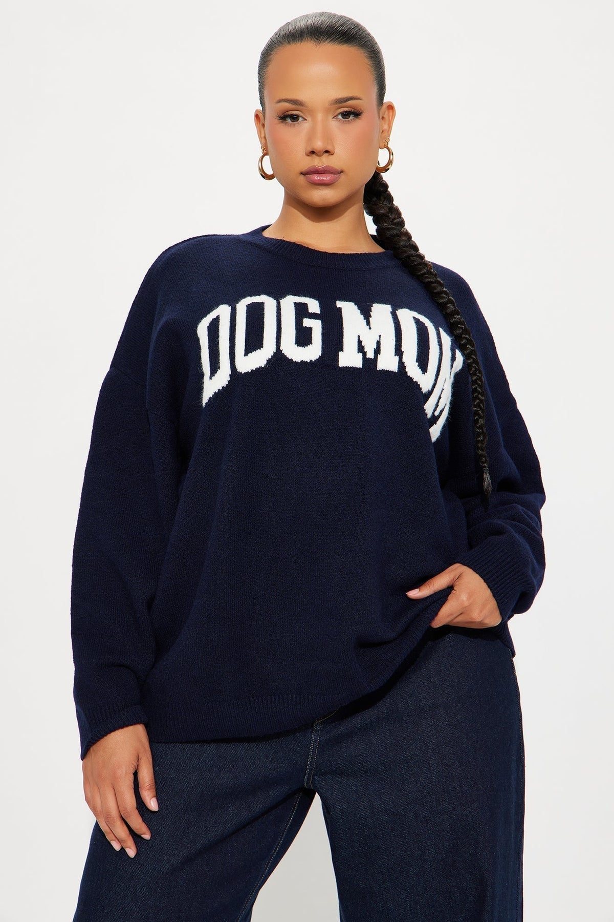 Dog Mom Sweater - Navy/combo