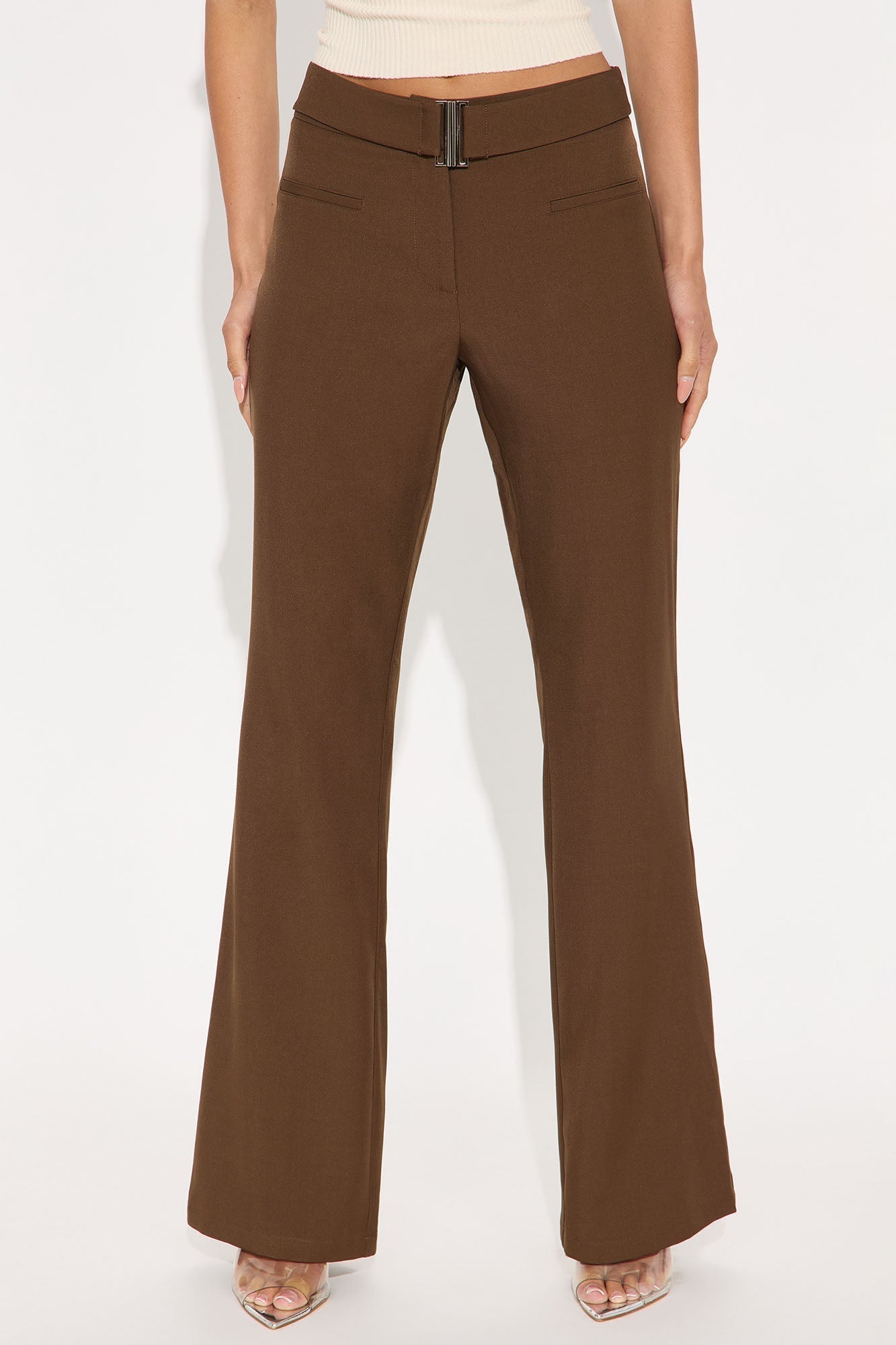 Giana Belted Trouser Pant 33″ - Brown