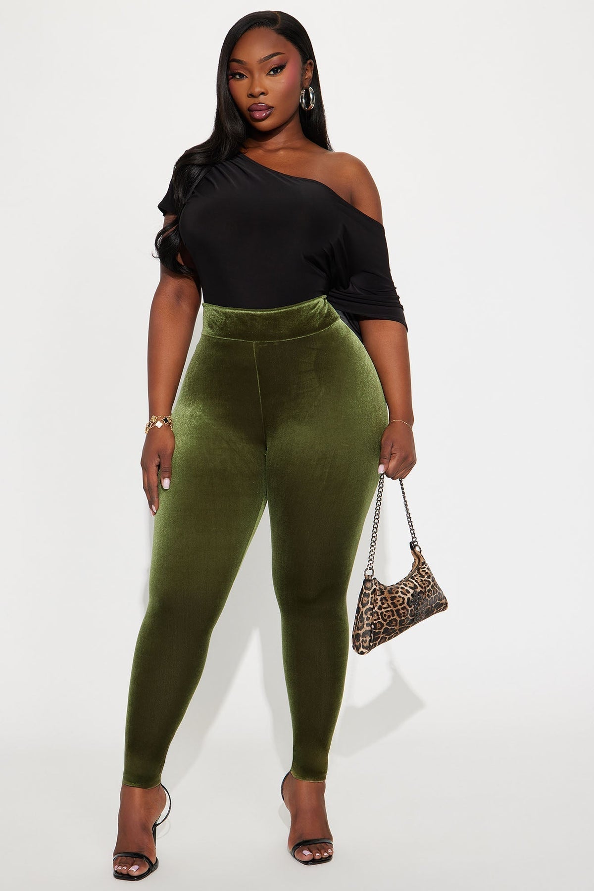 Remina High Rise Velvet Legging - Chartreuse