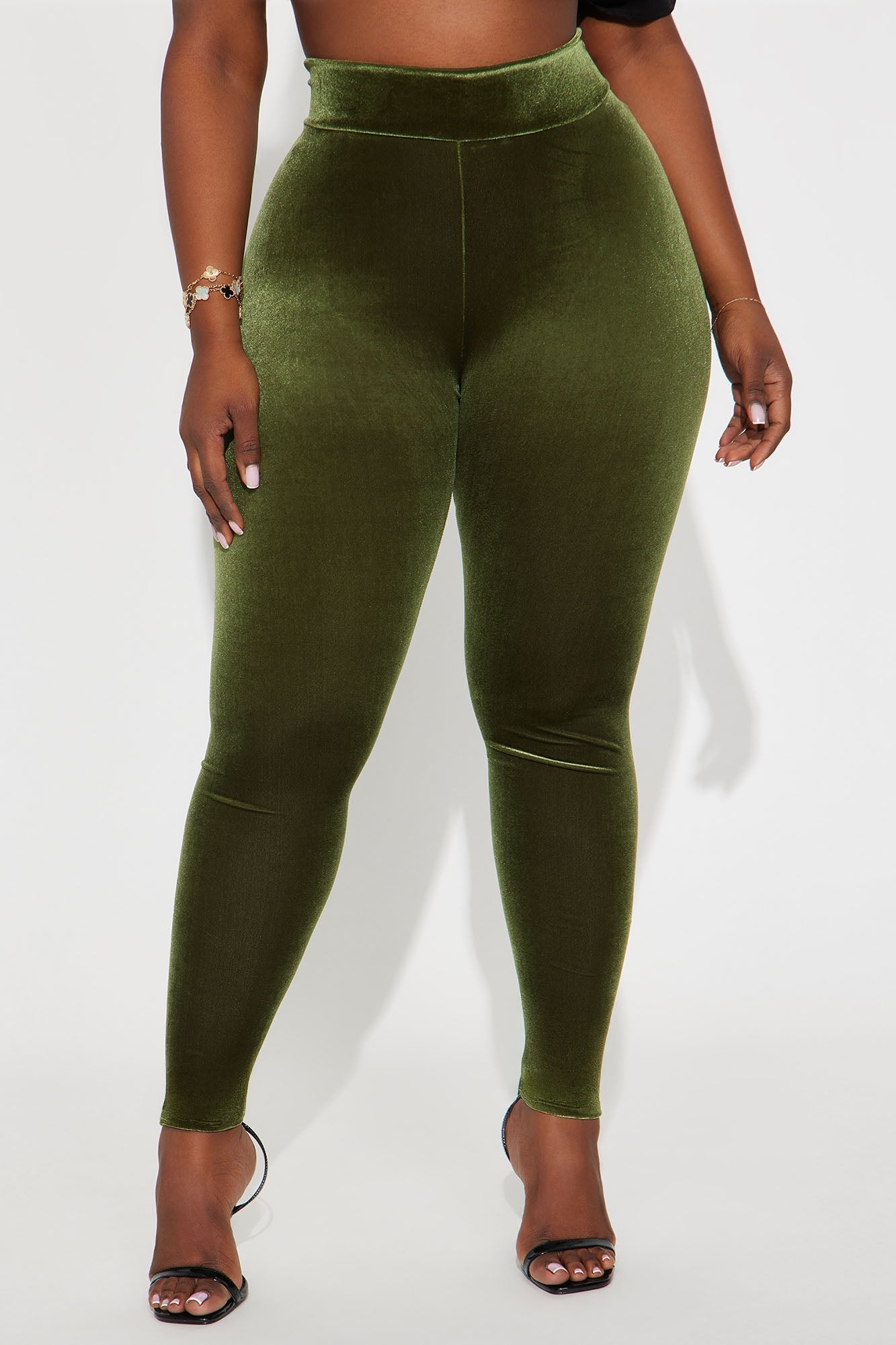 Remina High Rise Velvet Legging - Chartreuse