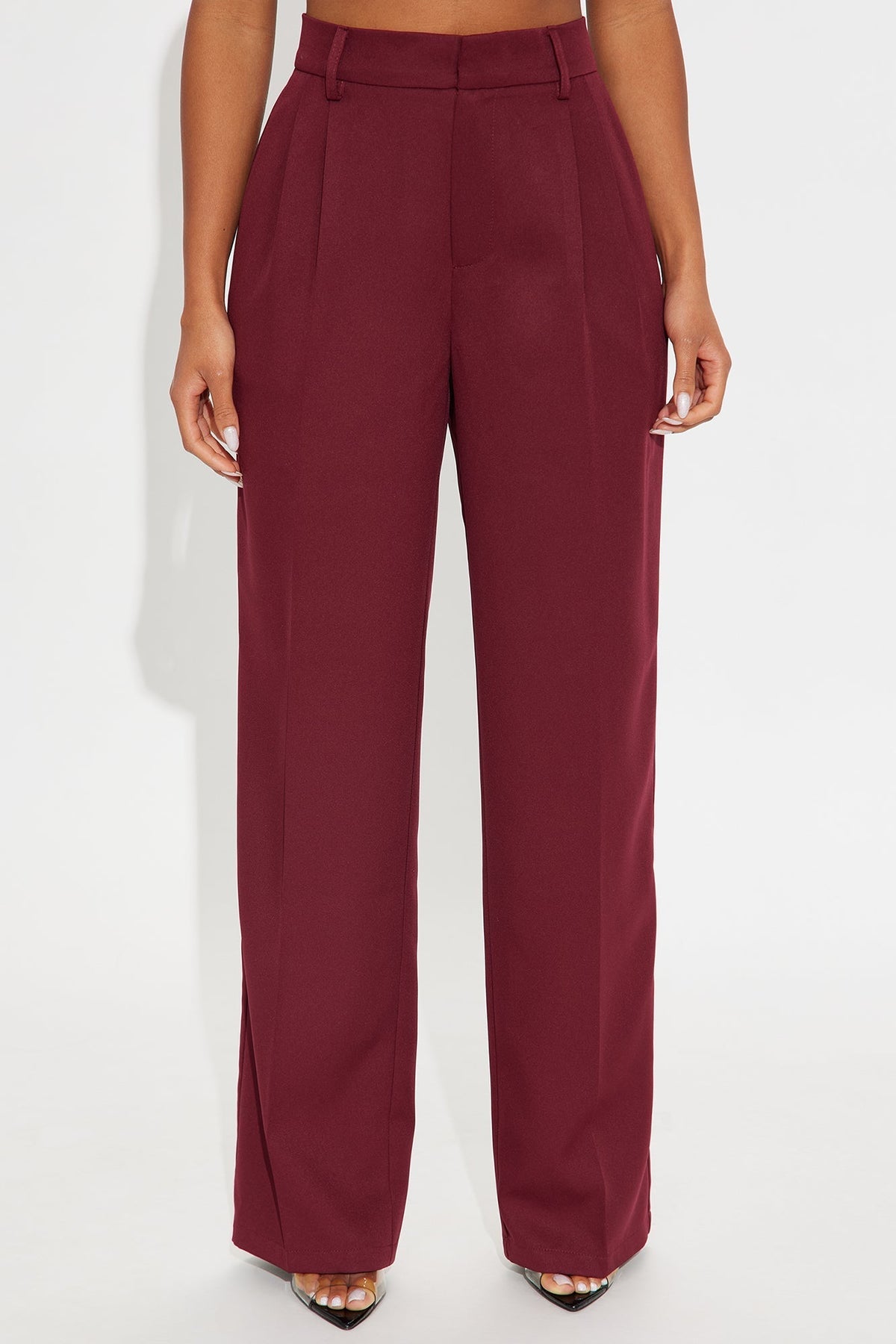 Kendall High Rise Trouser Pant - Burgundy