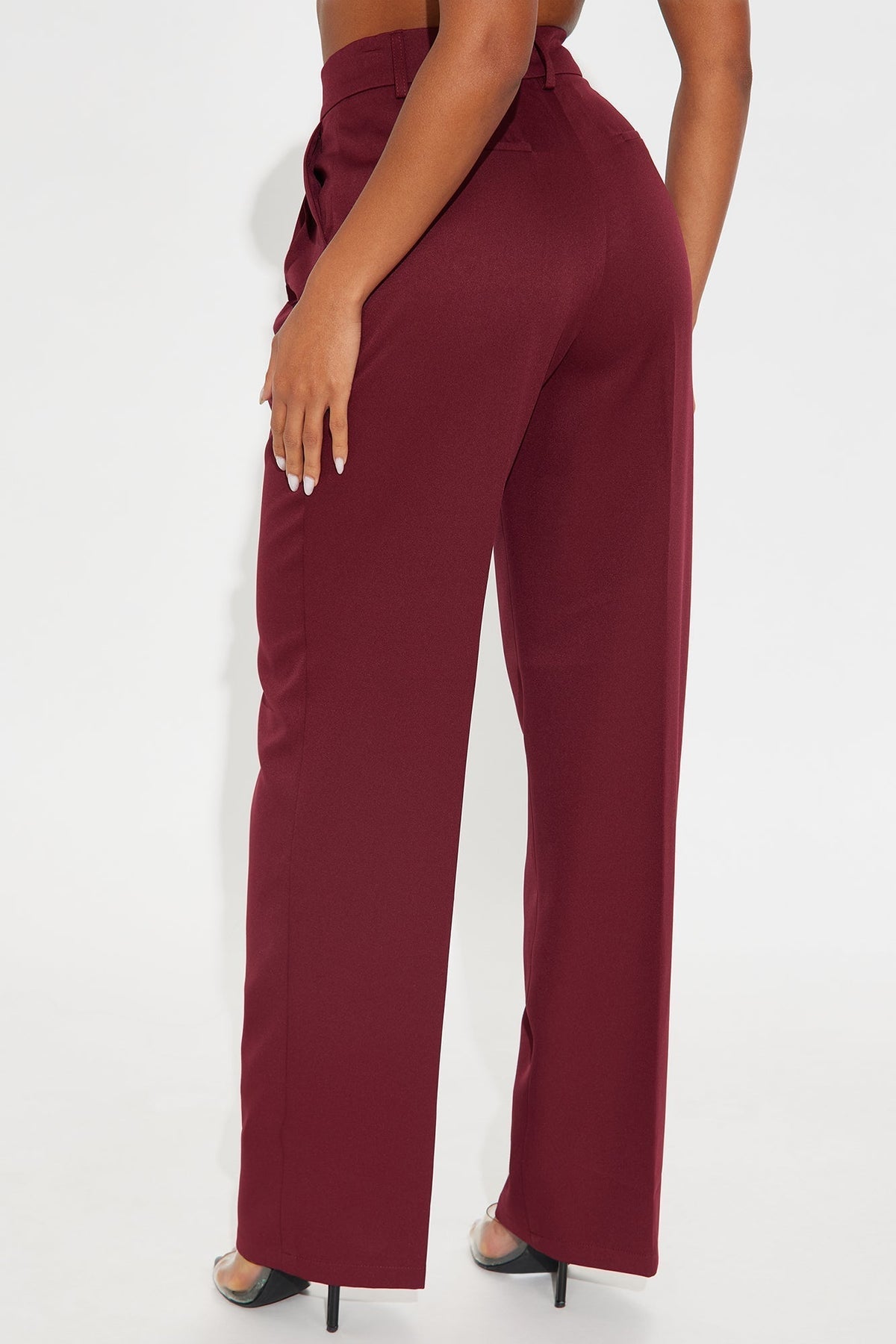 Kendall High Rise Trouser Pant - Burgundy