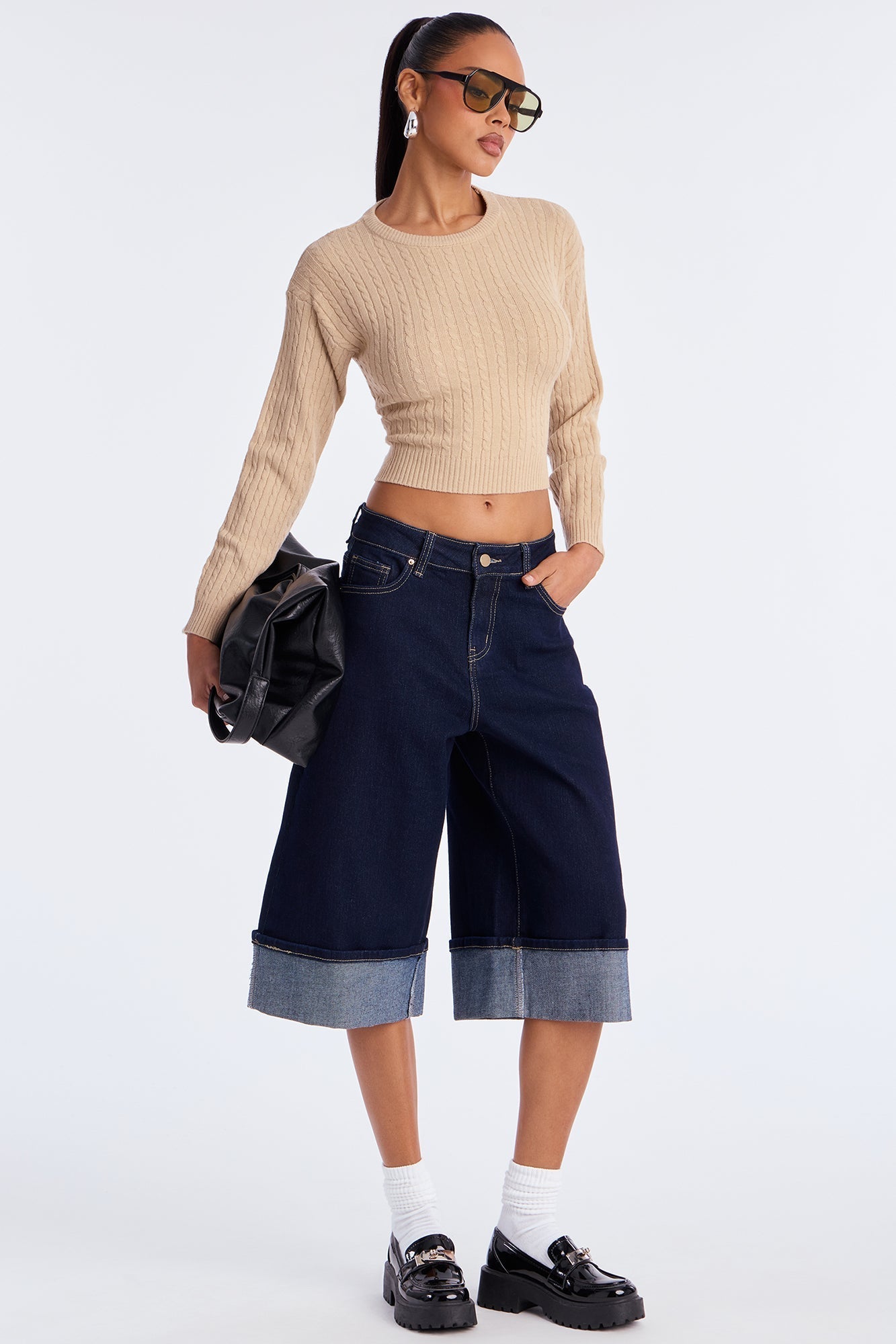 Chillin' It Cable Knit Sweater - Khaki