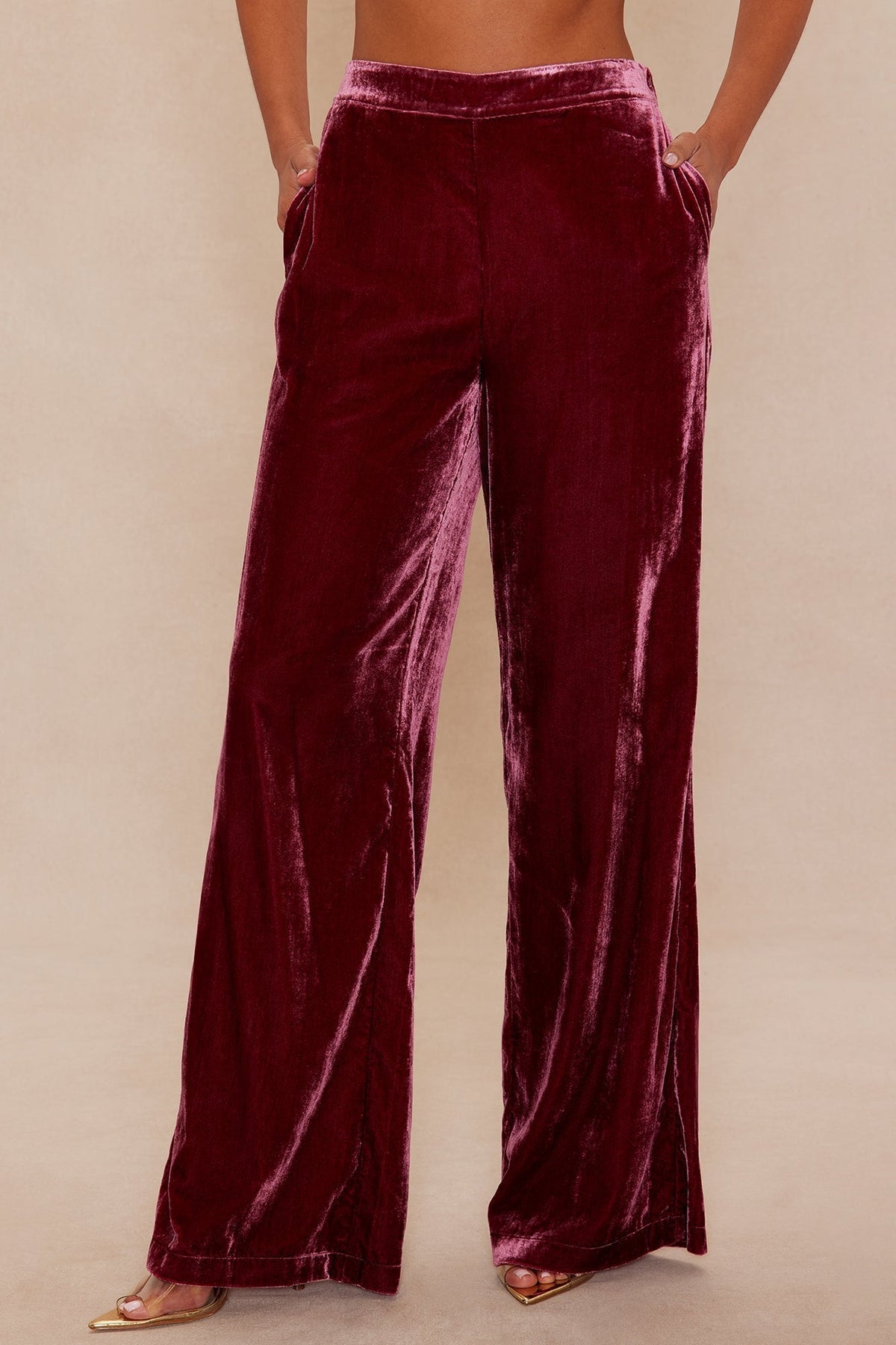 Georgia Velour Pant - Burgundy