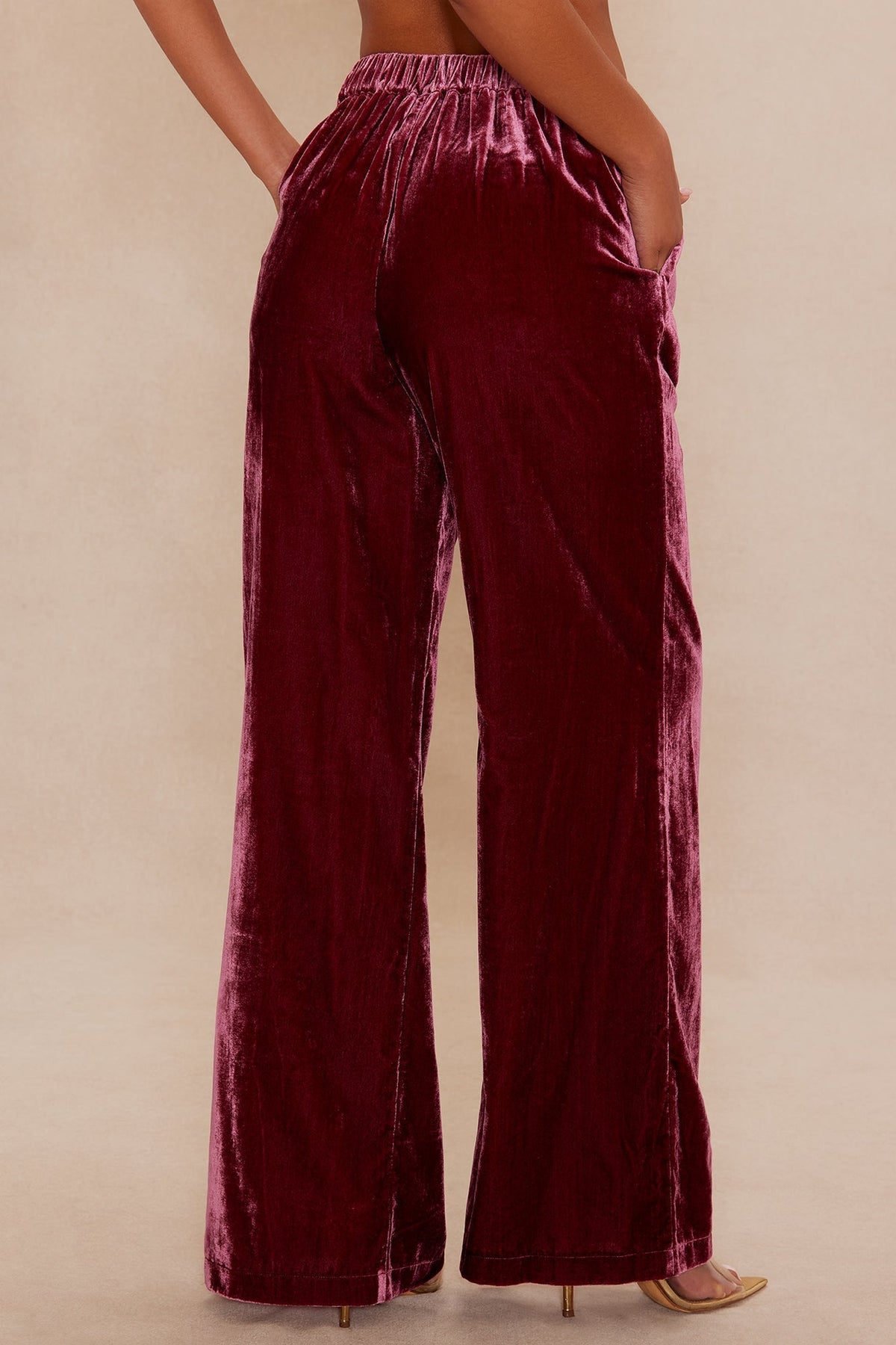Georgia Velour Pant - Burgundy