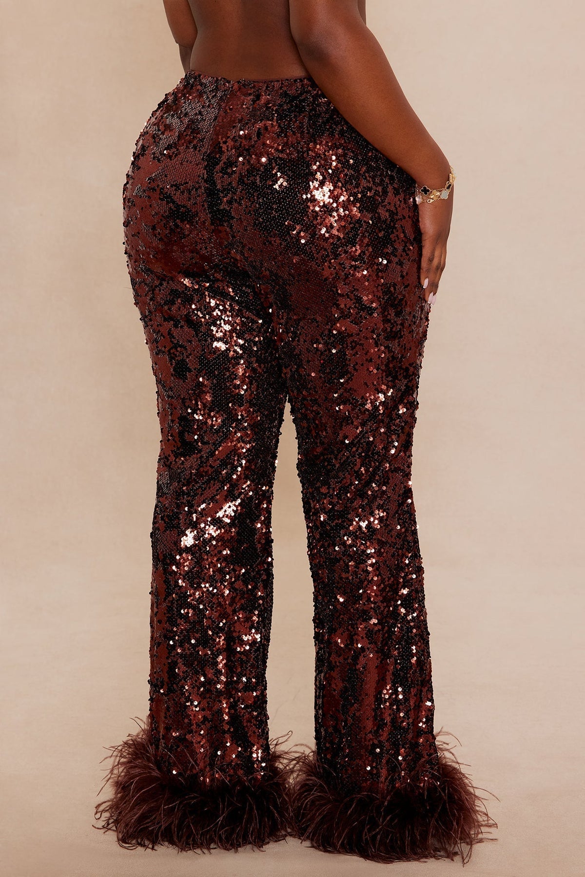 Dania Sequin Feather Pant - Bronze