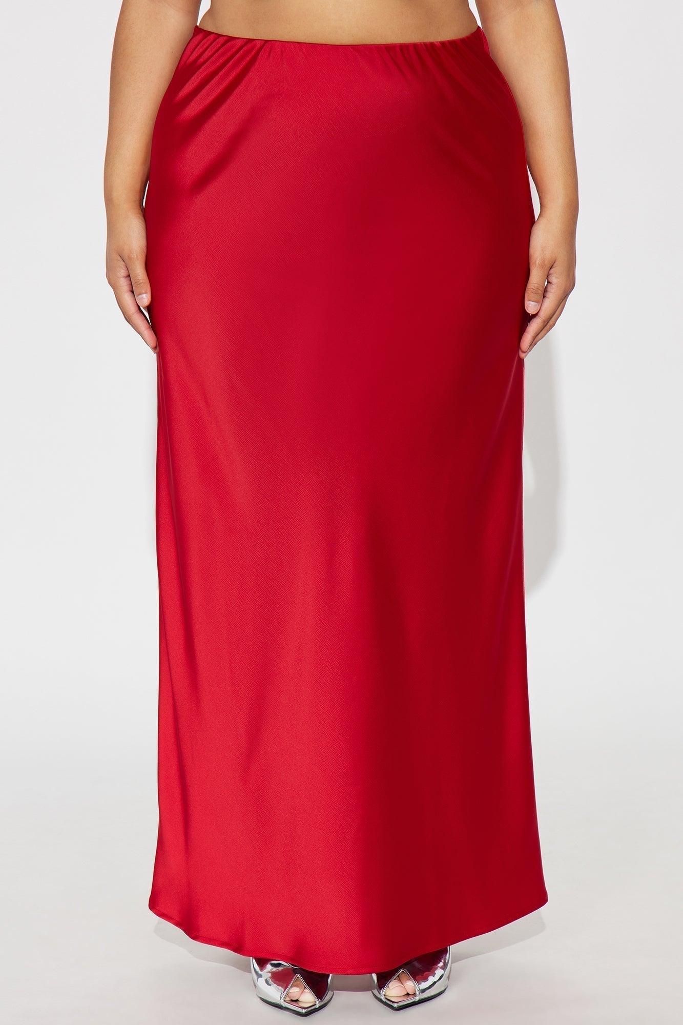 Brunch to GNO Satin Maxi Skirt - Red