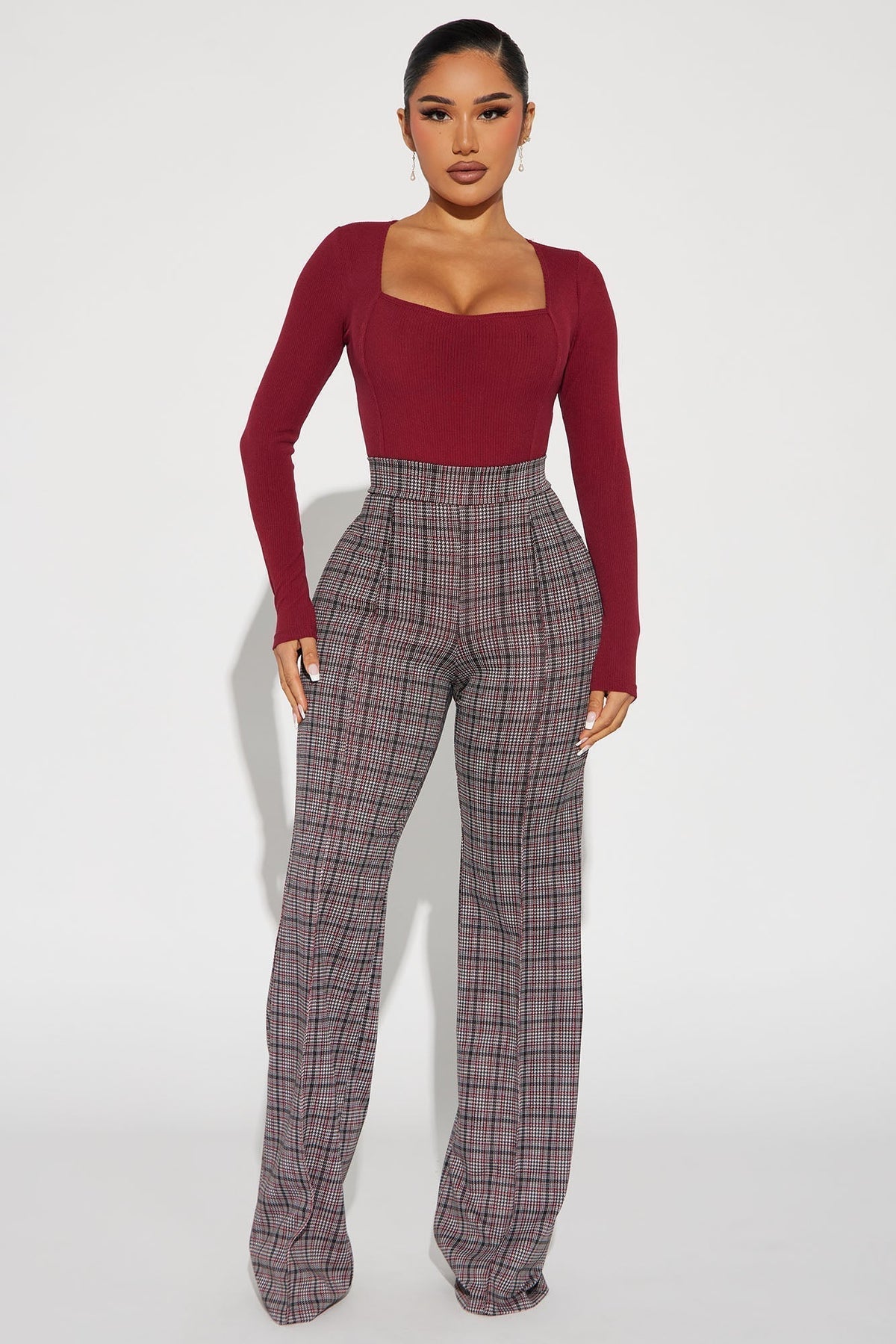 Victoria High Waisted Dress Pant - Black/Red