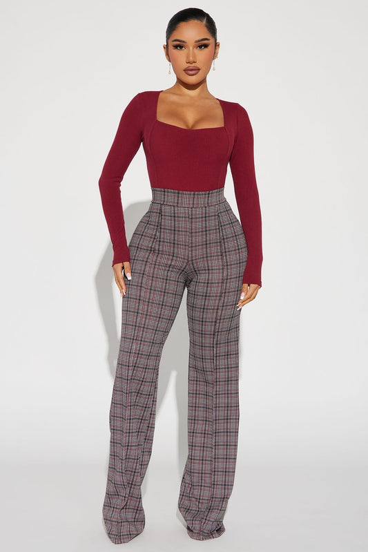 Victoria High Waisted Dress Pant - Black/Red