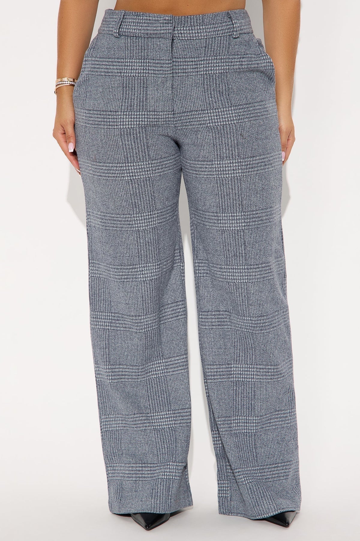 Ameli Wide Leg Plaid Pant 31 - Denim