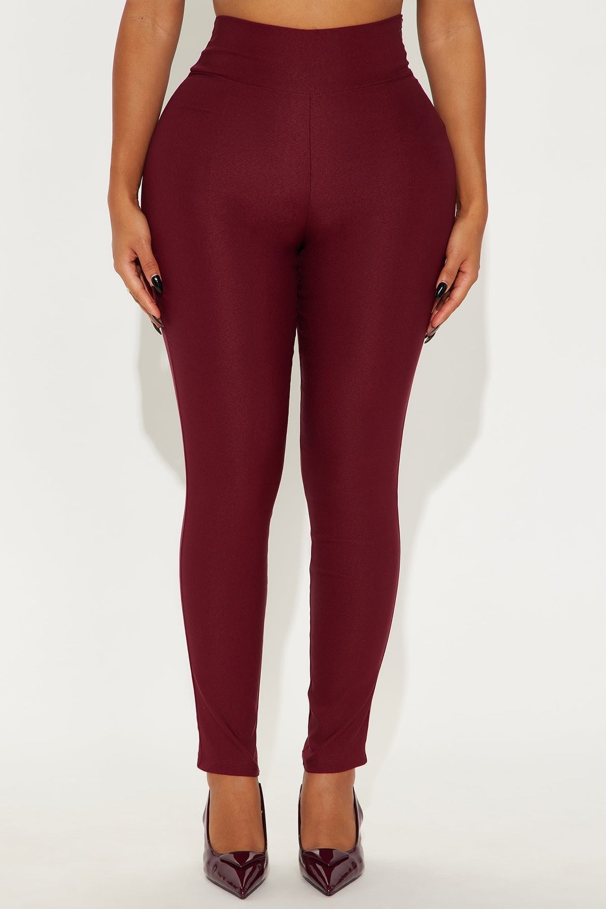 Venetian High Rise Pants - Burgundy